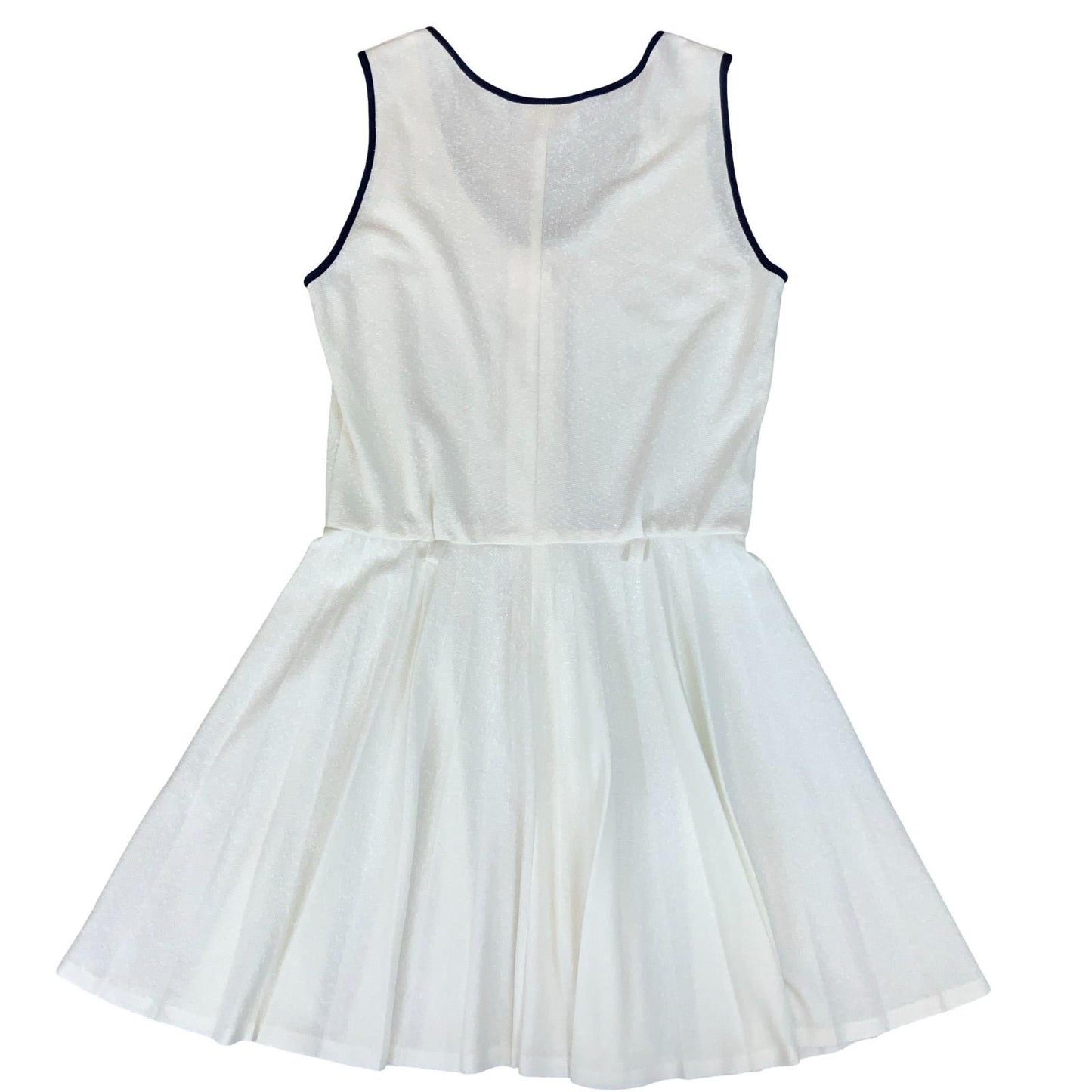 VTG 90s WHITE CHEMISE 'LACOSTE' PLEATED BUTTON-DOWN TENNIS MINI DRESS S 10