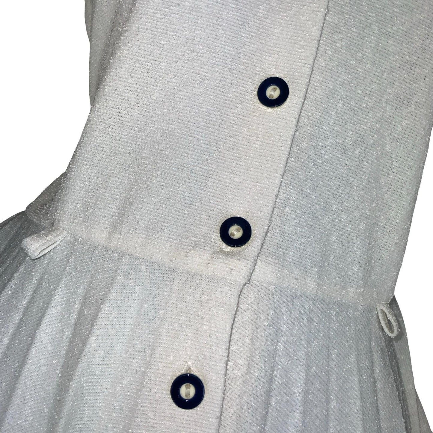 VTG 90s WHITE CHEMISE 'LACOSTE' PLEATED BUTTON-DOWN TENNIS MINI DRESS S 10