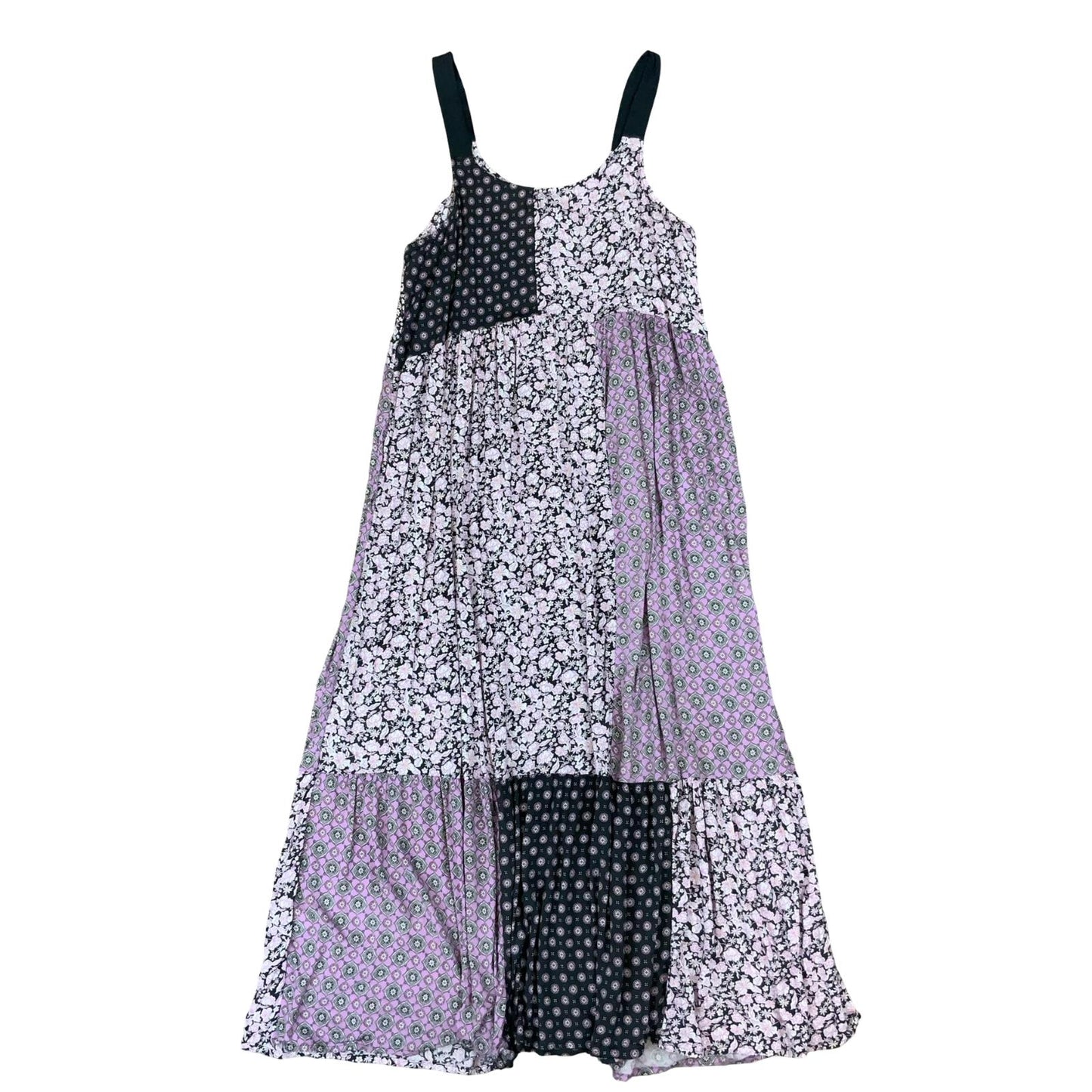 VTG 'VERA WANG' SIMPLY VERA PURPLE PINK BLACK FLORAL BOHO MAXI DRESS M 14