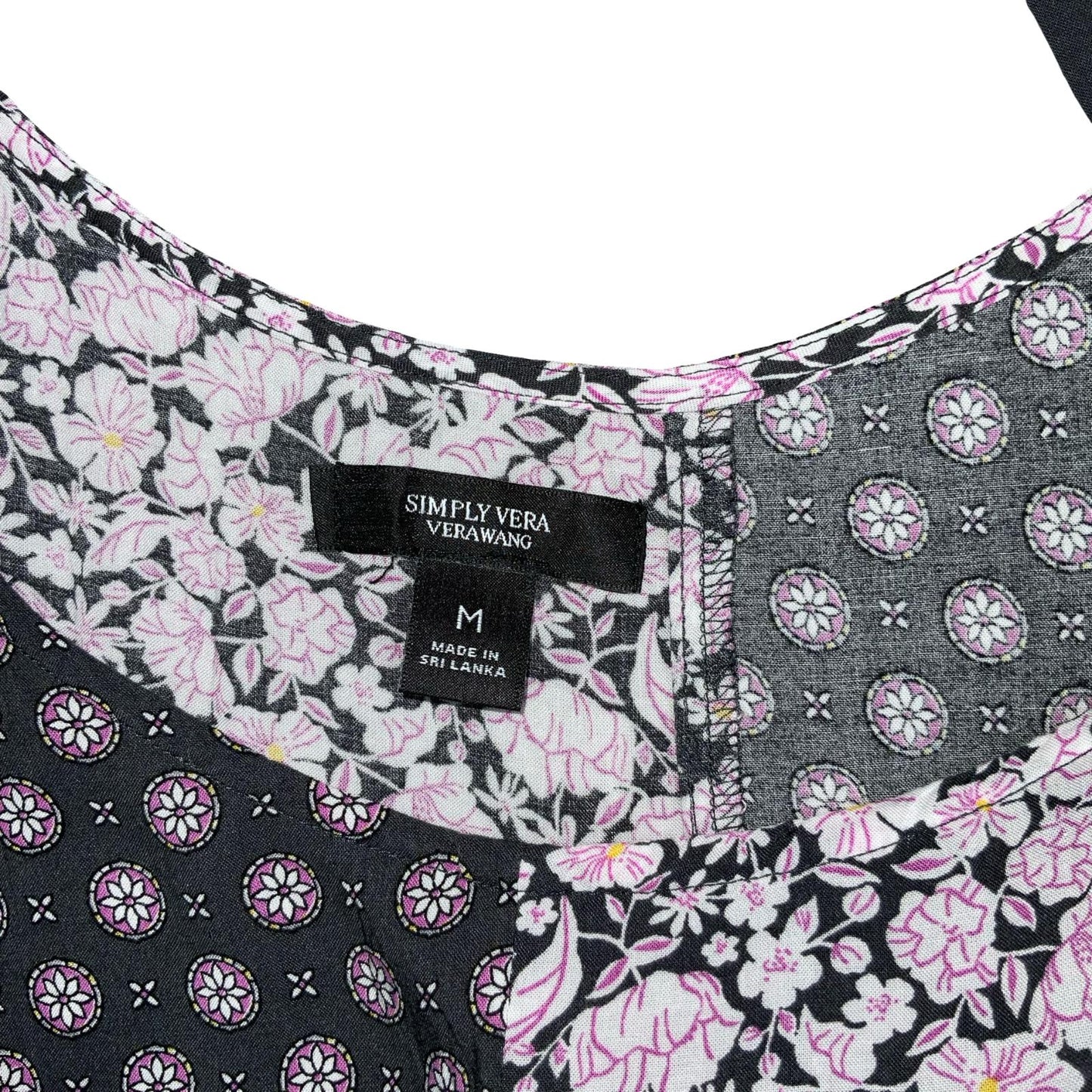 VTG 'VERA WANG' SIMPLY VERA PURPLE PINK BLACK FLORAL BOHO MAXI DRESS M 14