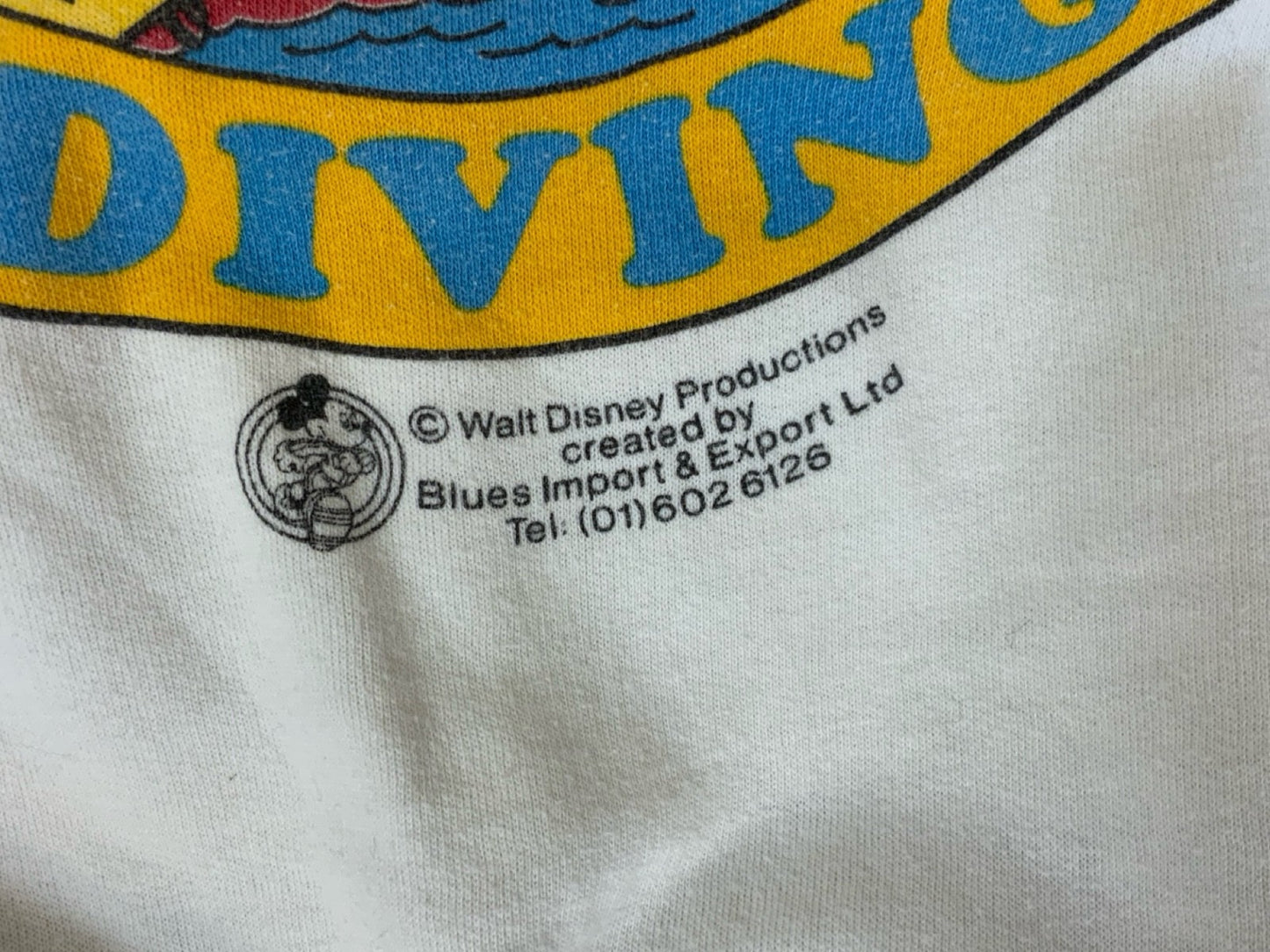 VTG 1980s MICKEY MOUSE WALT DISNEY SWEATSHIRT DIVING WHITE SMALL