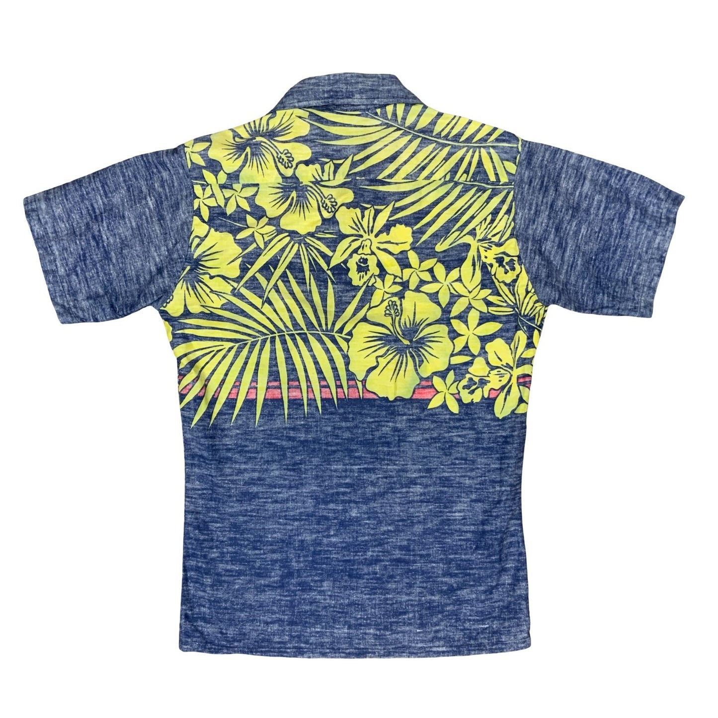 VTG 90S OCEAN PACIFIC SUNWEAR SURF REVERSE PRINT HAWAIIAN SMOCK POLO SHIRT SMALL