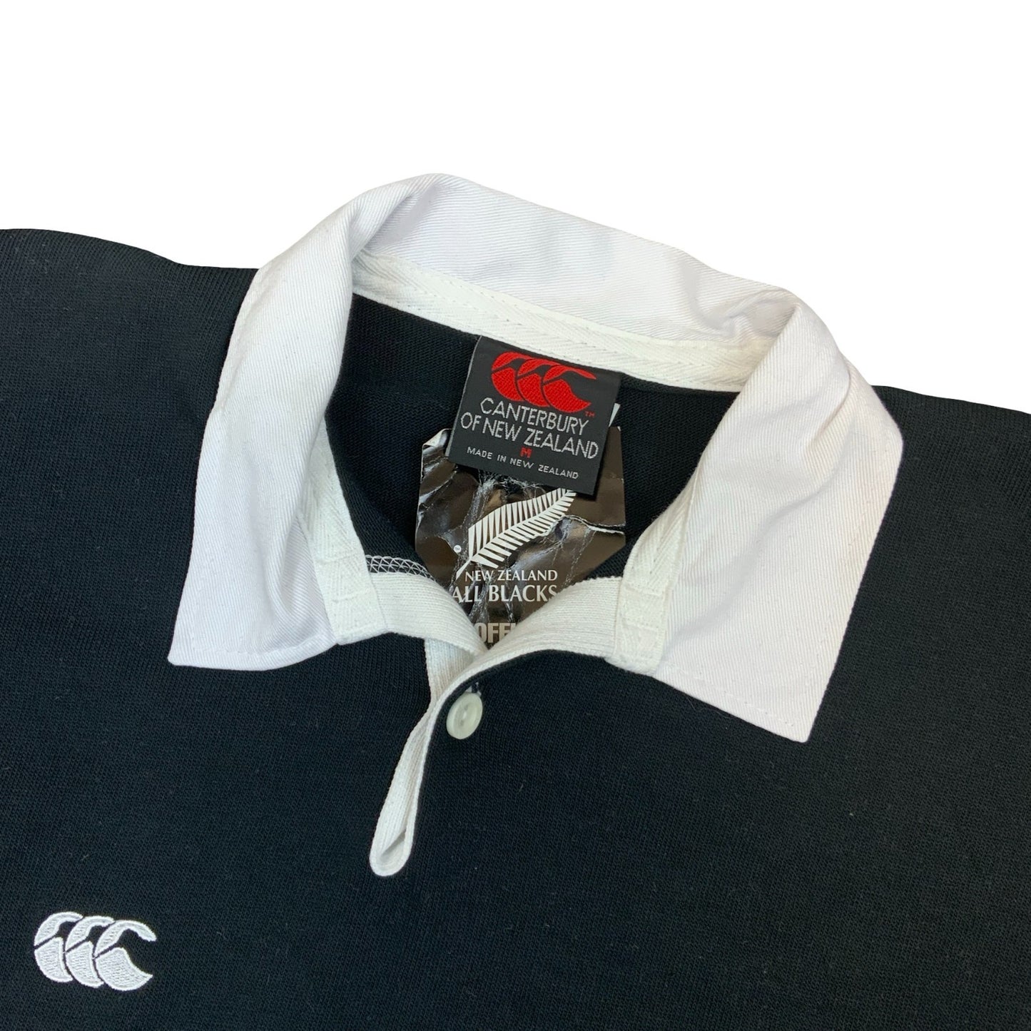 DEADSTOCK CANTERBURY OF NEW ZEALAND ALL BLACKS LONG SLEEVE RUGBY POLO SHIRT M
