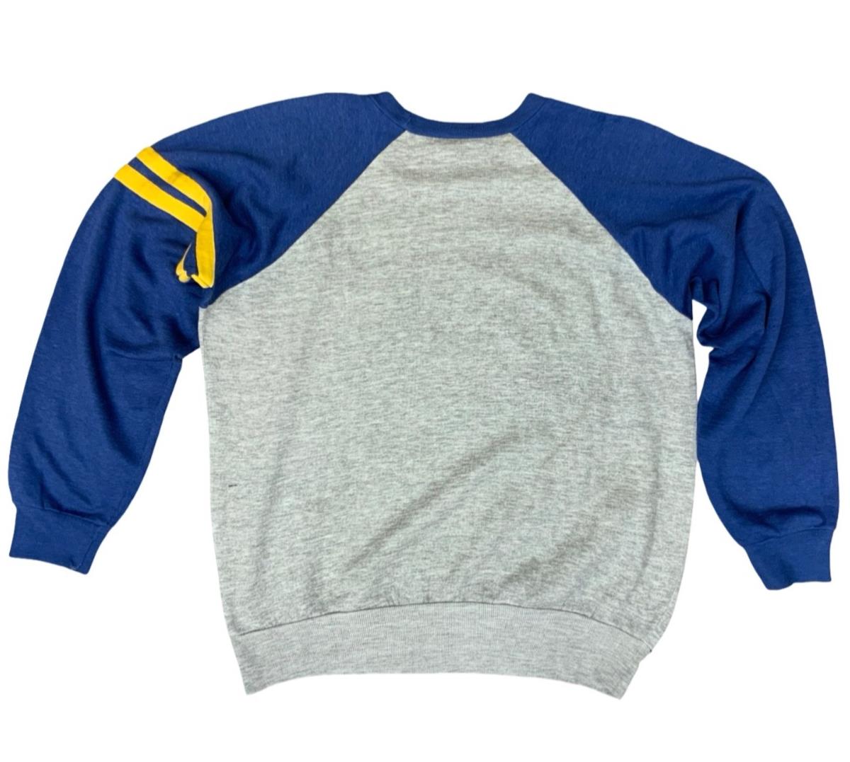 VTG 1984 GREY BLUE GENUINE FELIX THE CAT RAGLAN 80s BASEBALL SWEATSHIRT LARGE