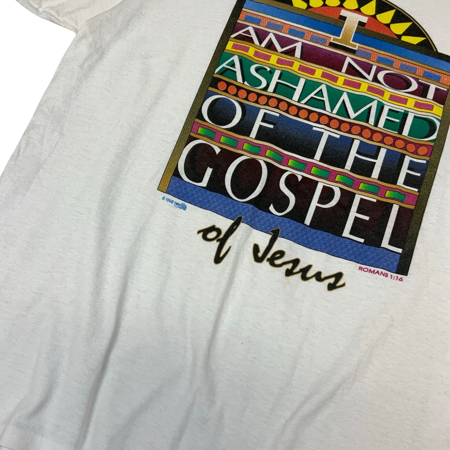 VTG 1996 JESUS GOSPEL WHITE DOUBLE SIDED GRAPHIC SINGLE STITCH TEE XL