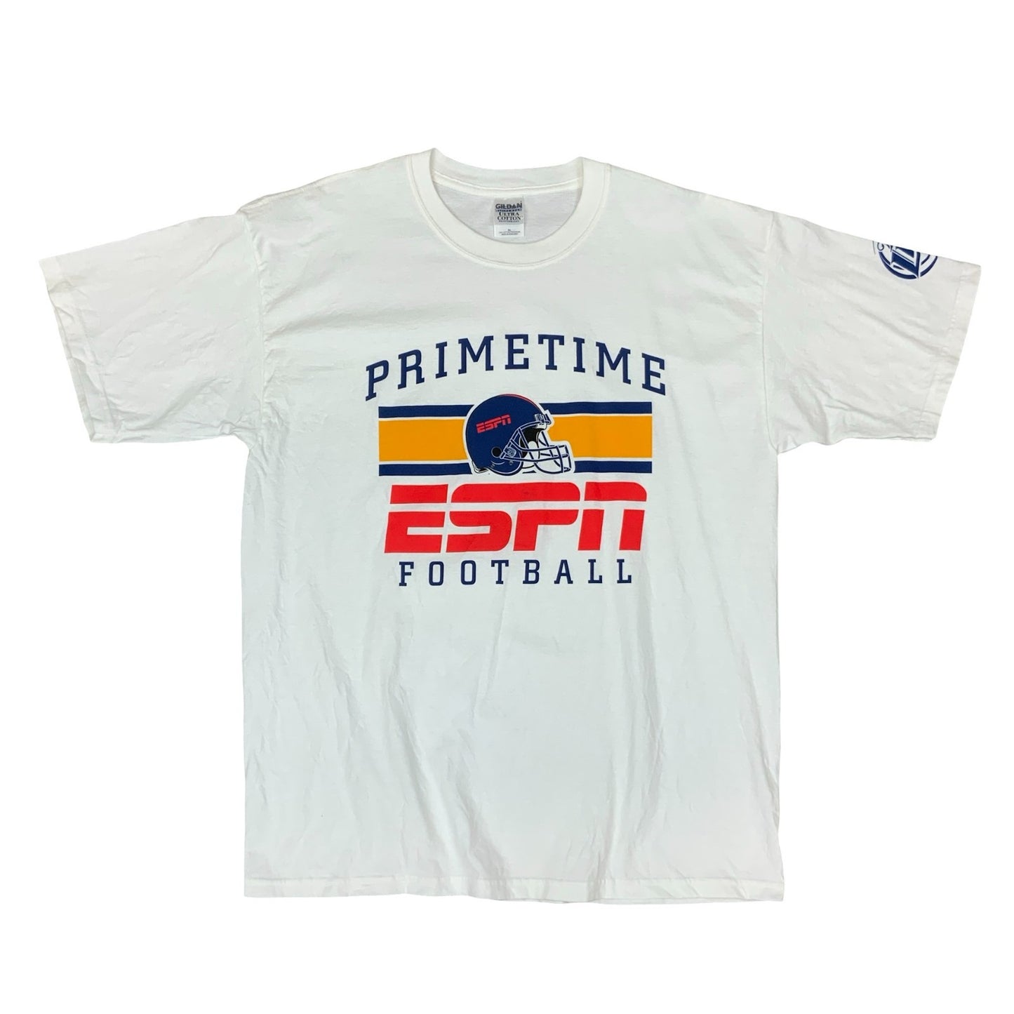 VTG GILDAN PRIMETIME ESPN FOOTBALL MILLER LITE WHITE GRAPHIC TEE EXTRA LARGE