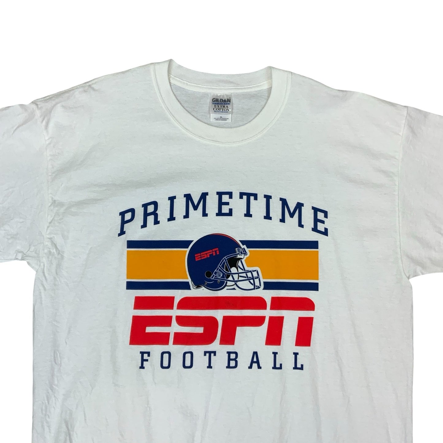 VTG GILDAN PRIMETIME ESPN FOOTBALL MILLER LITE WHITE GRAPHIC TEE EXTRA LARGE