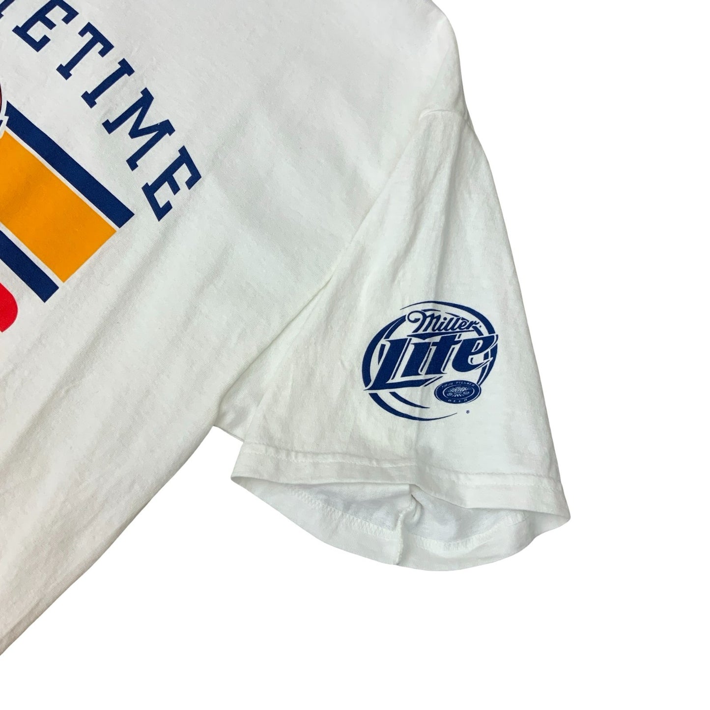 VTG GILDAN PRIMETIME ESPN FOOTBALL MILLER LITE WHITE GRAPHIC TEE EXTRA LARGE