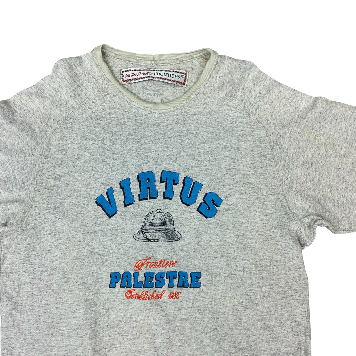 VTG 90S VIRTUS PALESTRE FRONTIERS GREY GRAPHIC T SHIRT LARGE