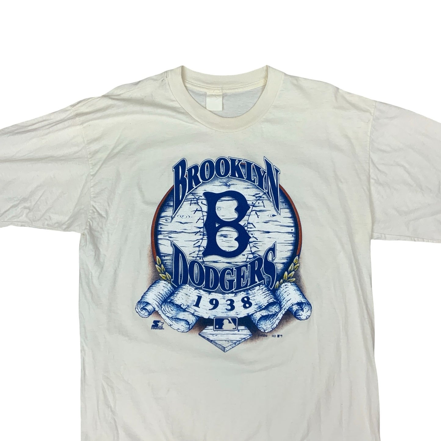 VTG 90S STARTER BROOKLYN DODGERS MLB WHITE GRAPHIC T SHIRT EXTRA LARGE XL