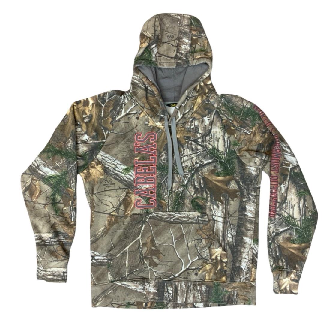 VTG USA CABELAS REALTREE CAMOUFLAGE HOODIE HOODED SWEATSHIRT LARGE