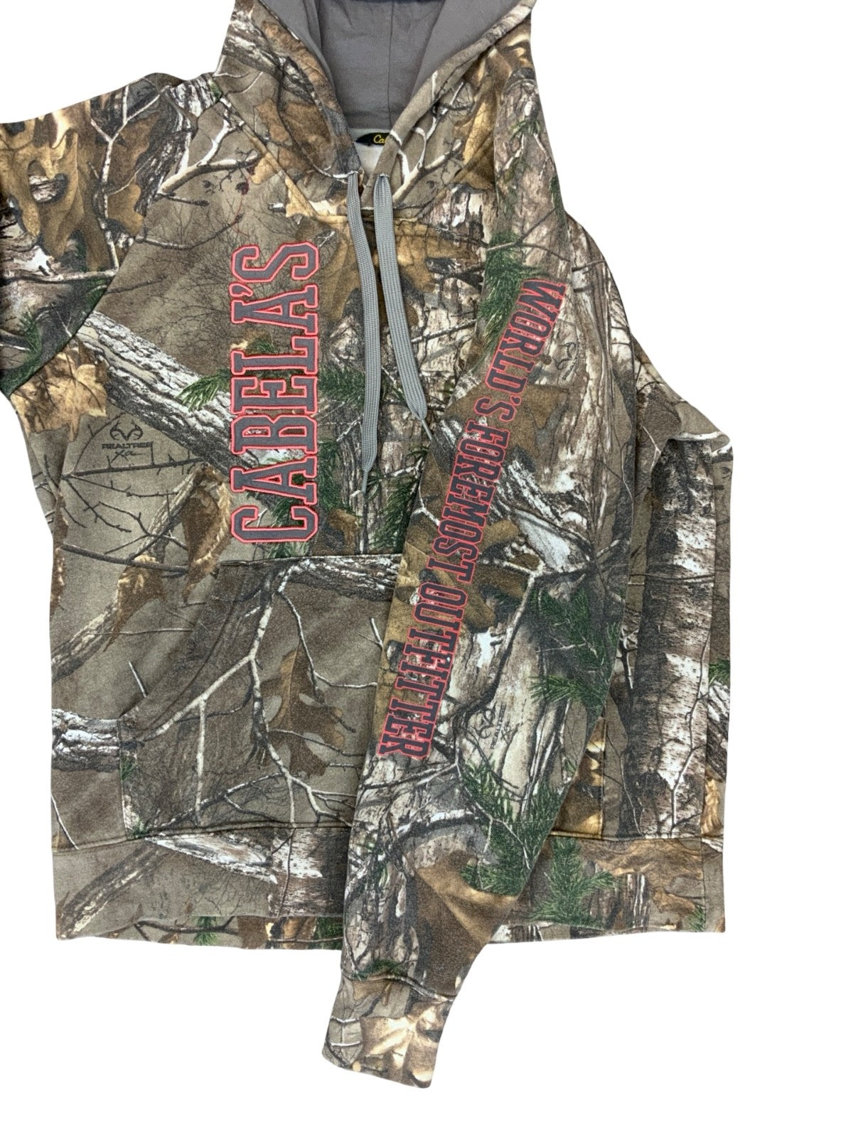 VTG USA CABELAS REALTREE CAMOUFLAGE HOODIE HOODED SWEATSHIRT LARGE