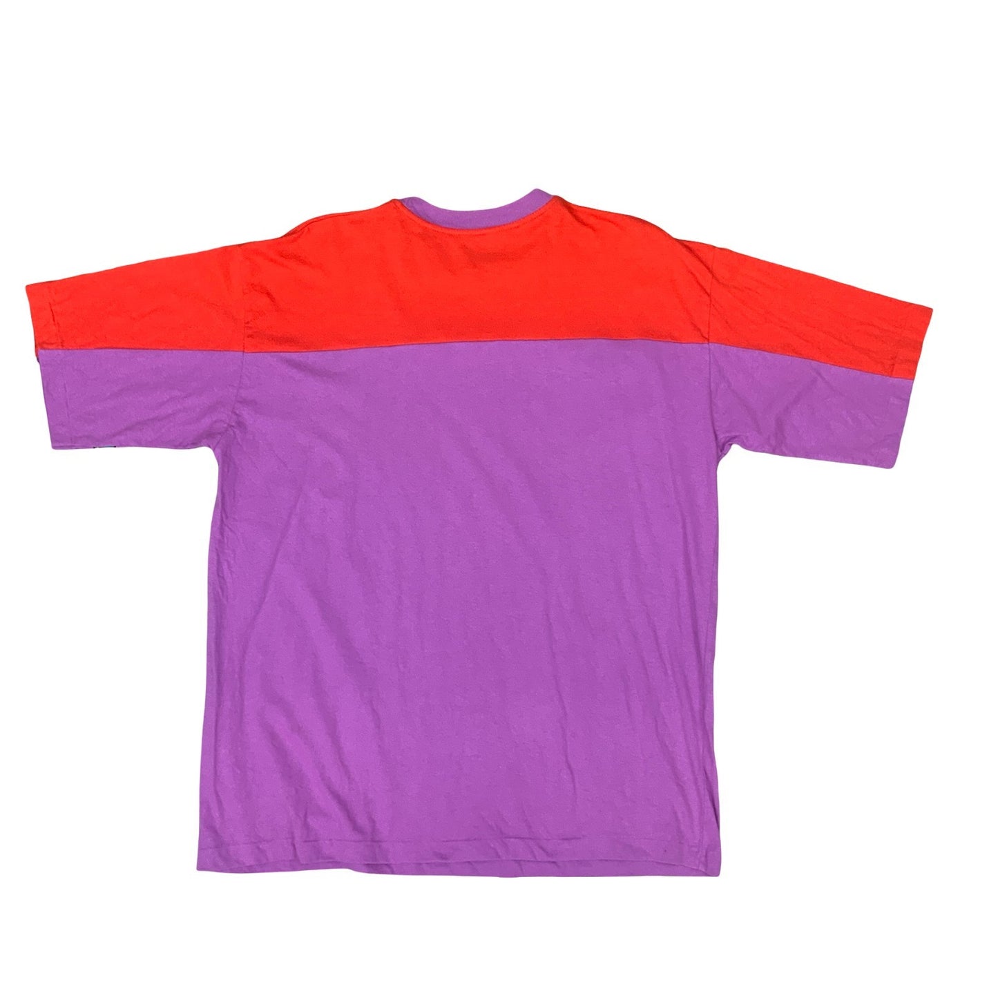 VTG 90S WIND SURF RED PURPLE COLOURBLOCK SINGLE STITCH GRAPHIC TEE LARGE