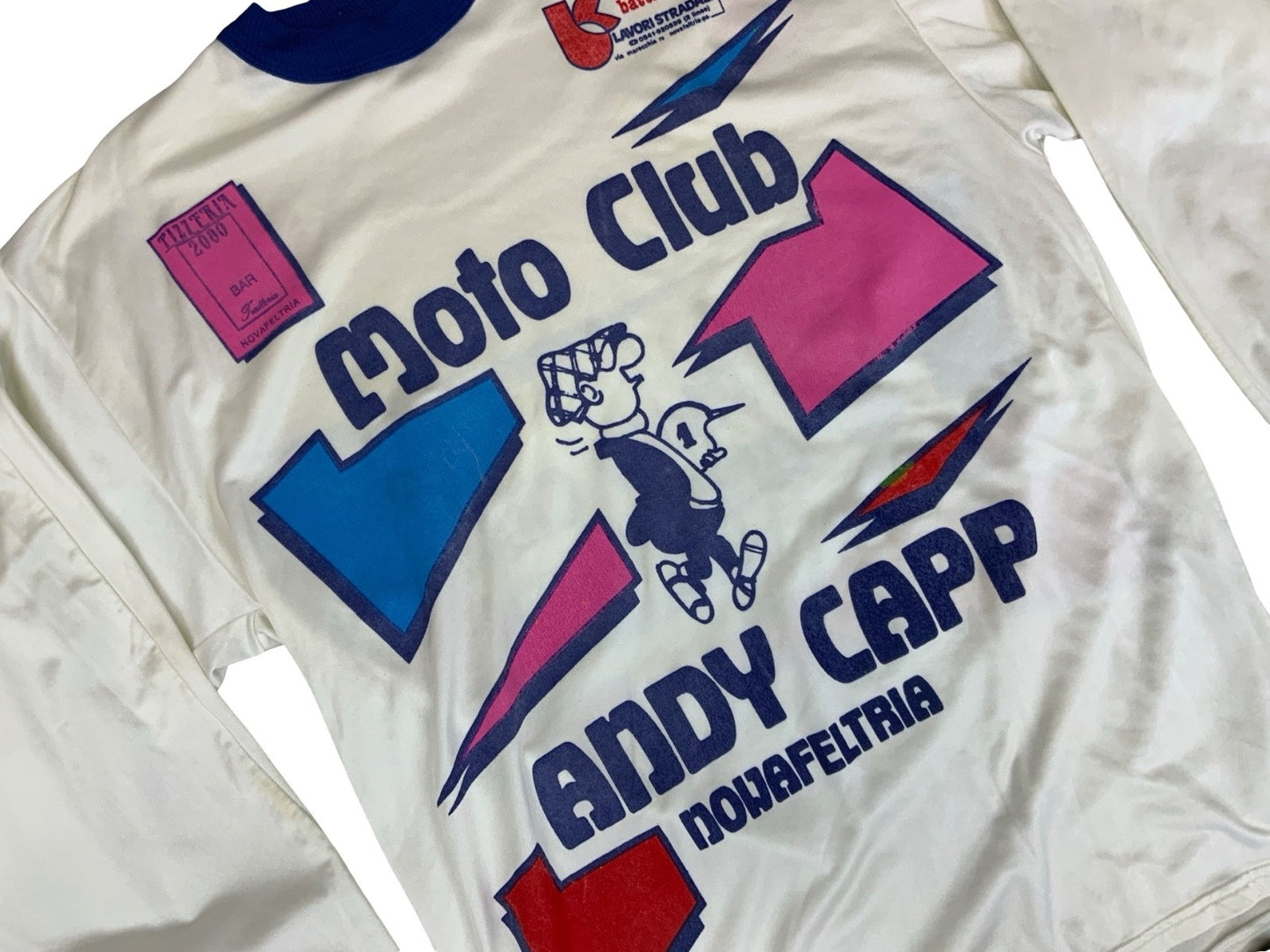 VTG Y2K ITALIAN ANDY CAPP MOTO CLUB MOTORCYCLE RACE JERSEY SWEATSHIRT LARGE