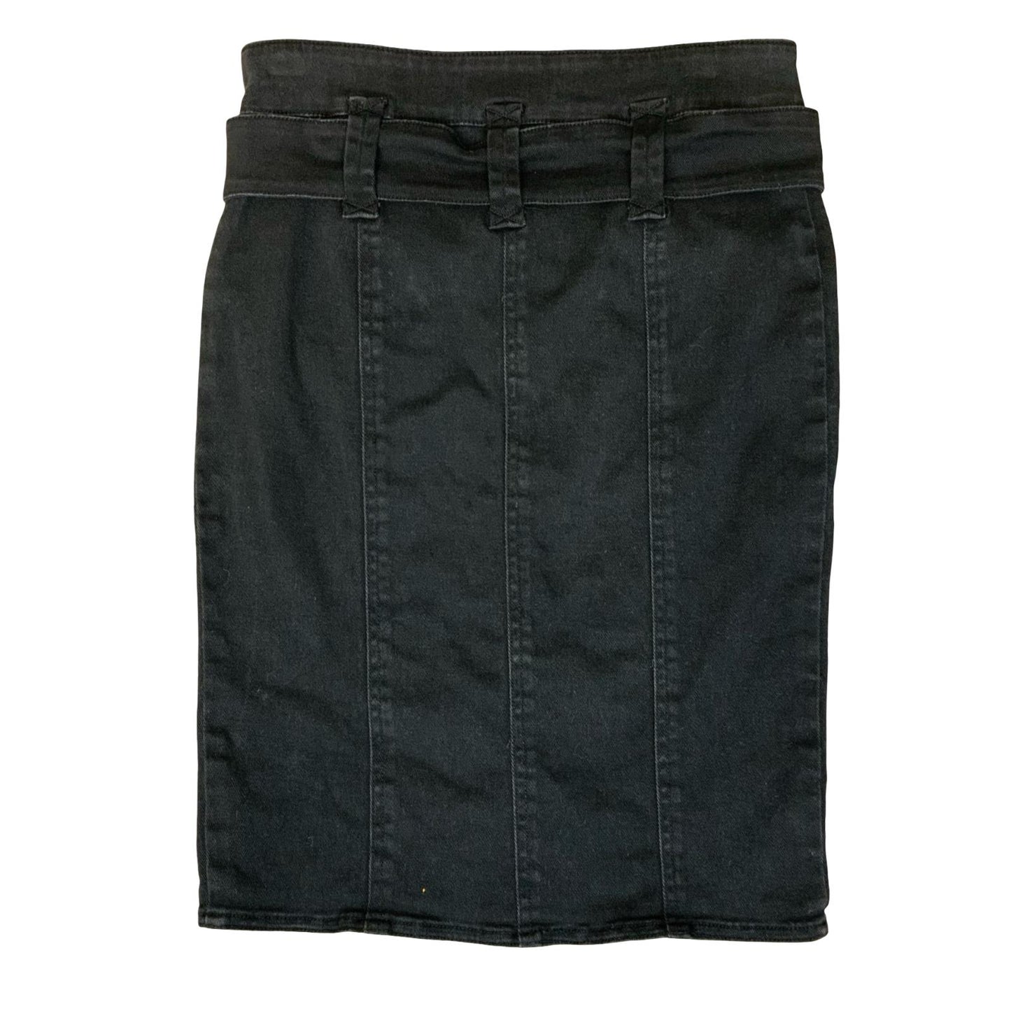 VTG 90s y2k 'MORGAN DE TOI' BLACK MID-RISE BELTED DENIM CARGO PENCIL SKIRT S 10