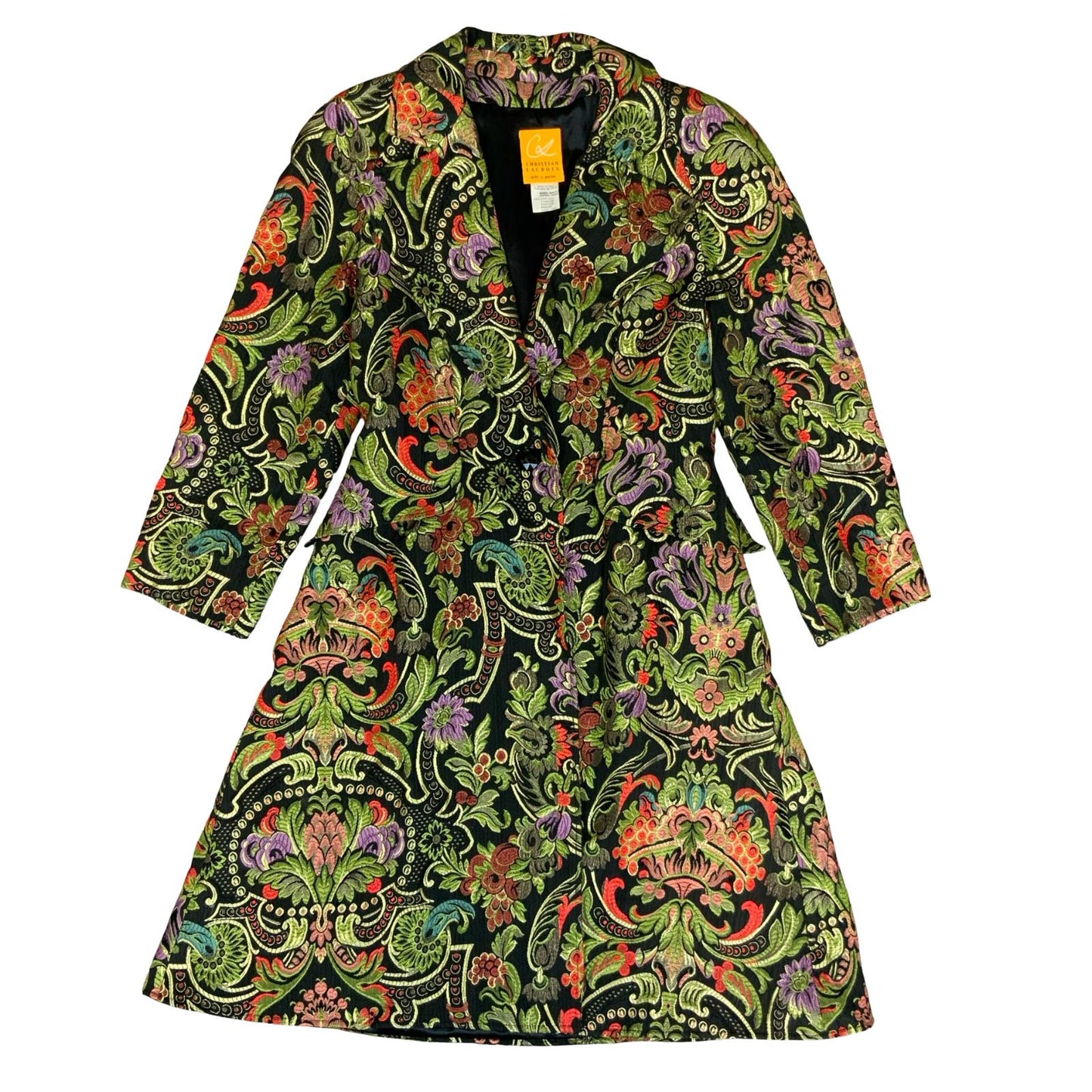 90s 'CHRISTIAN LACROIX' COUTURE COLOURFUL EMBROIDERED EVENING COAT UK 8
