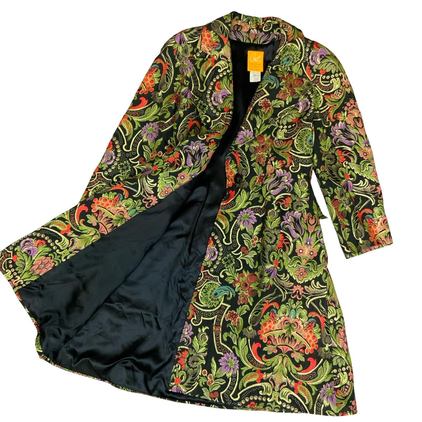 90s 'CHRISTIAN LACROIX' COUTURE COLOURFUL EMBROIDERED EVENING COAT UK 8