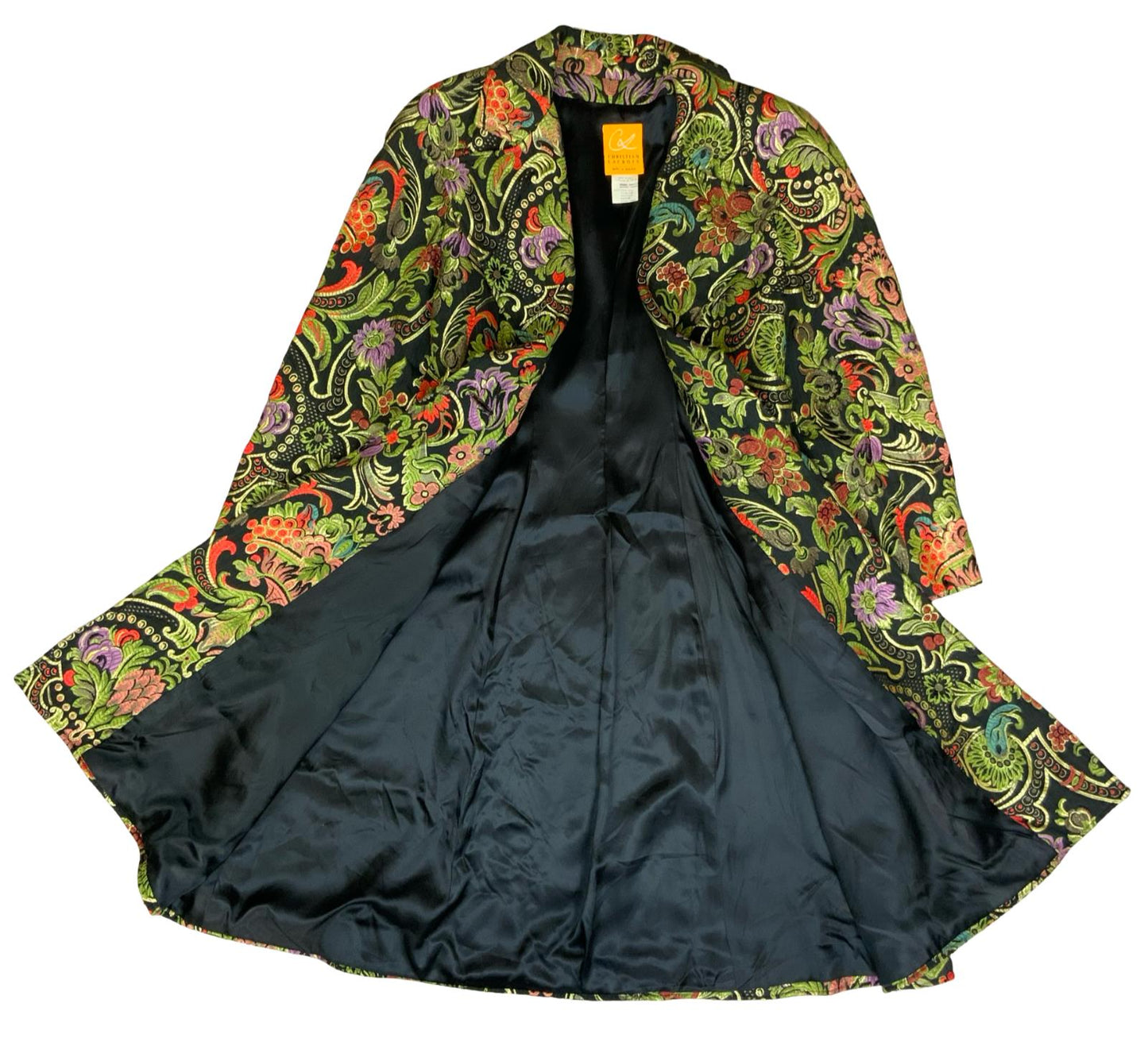 90s 'CHRISTIAN LACROIX' COUTURE COLOURFUL EMBROIDERED EVENING COAT UK 8