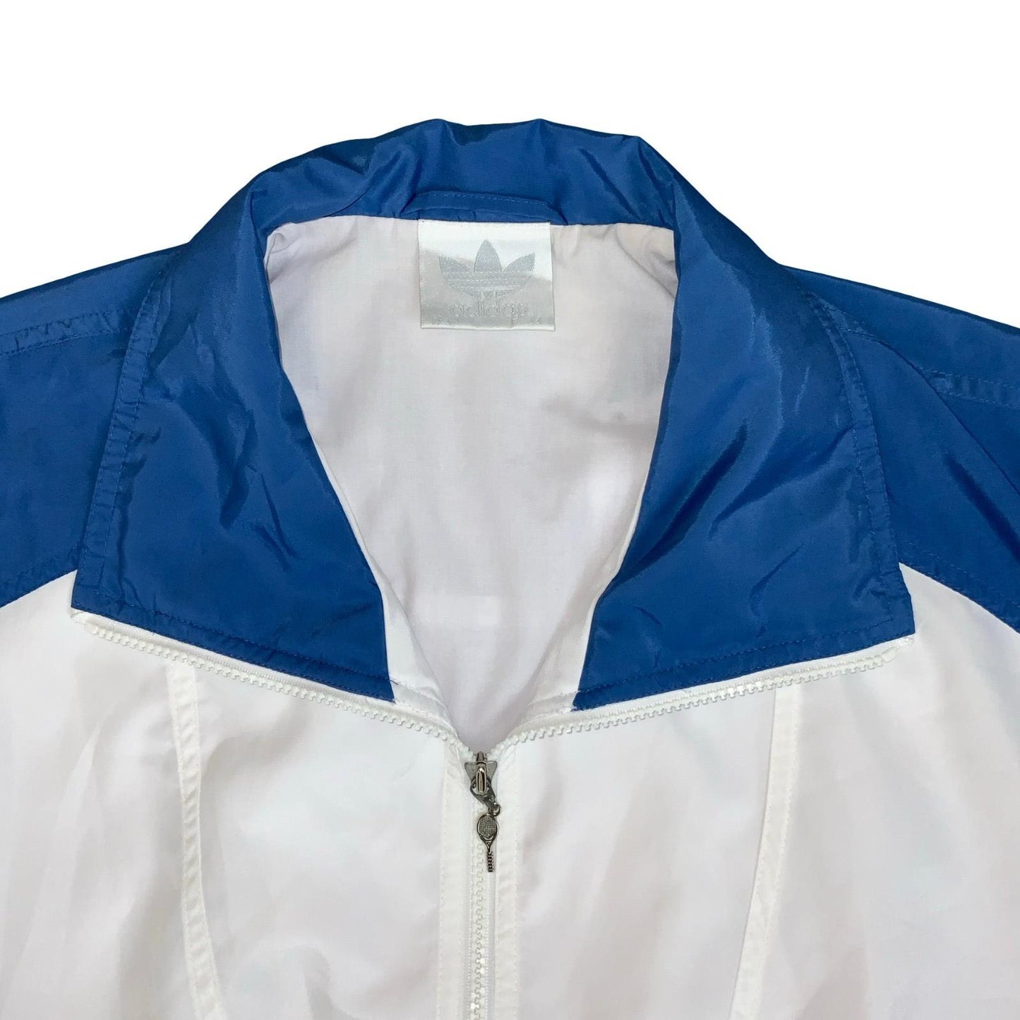 VTG 90s 'ADIDAS STEFFI GRAF' BLUE WHITE FLOWER WOMENS TRACK WINDBREAKER JACKET