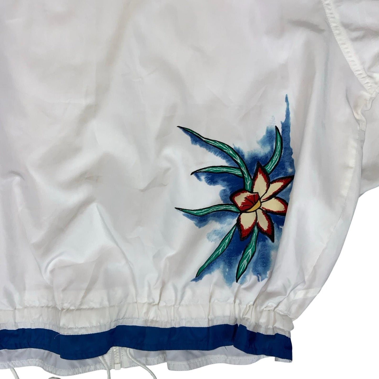 VTG 90s 'ADIDAS STEFFI GRAF' BLUE WHITE FLOWER WOMENS TRACK WINDBREAKER JACKET