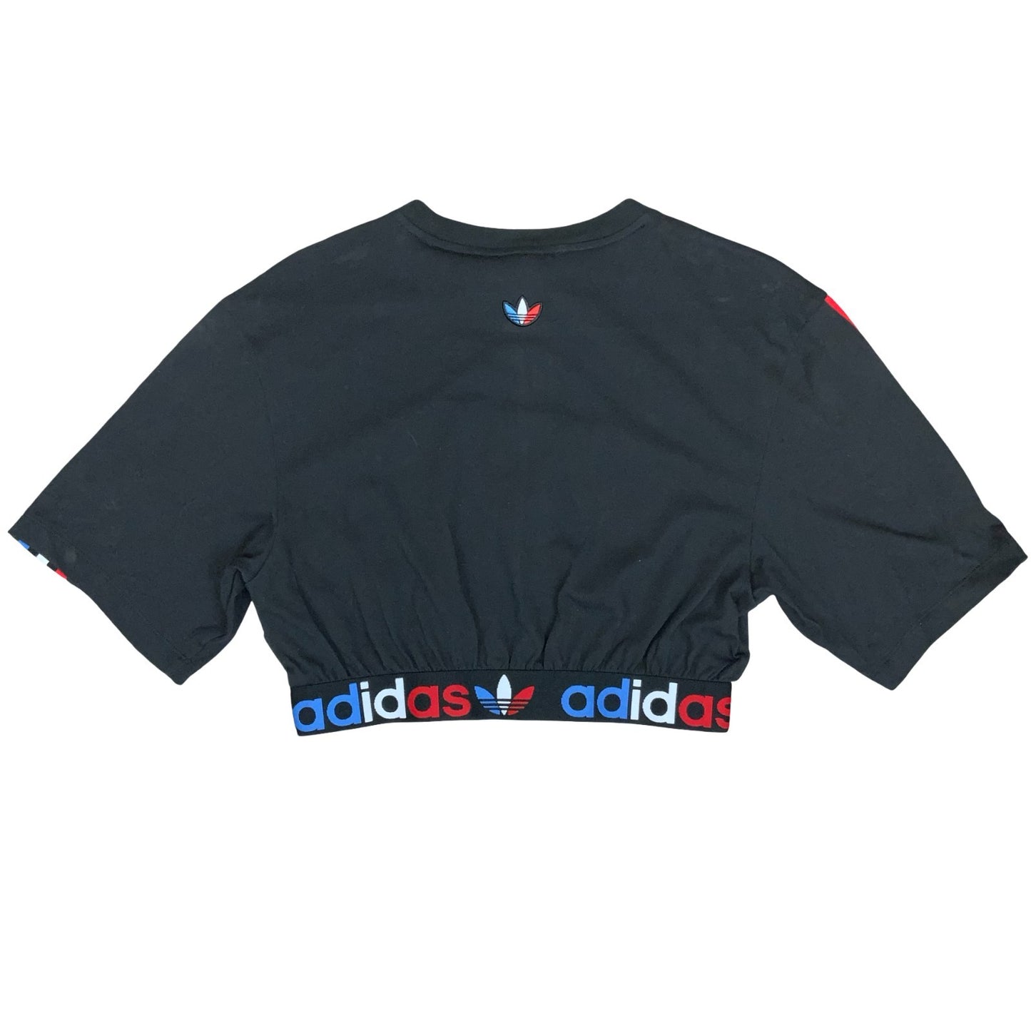 VTG 90s 'ADIDAS' PRIMEBLUE BLACK STRIPED SUSTAINABLE RECYCLED PLASTIC CROP TOP S