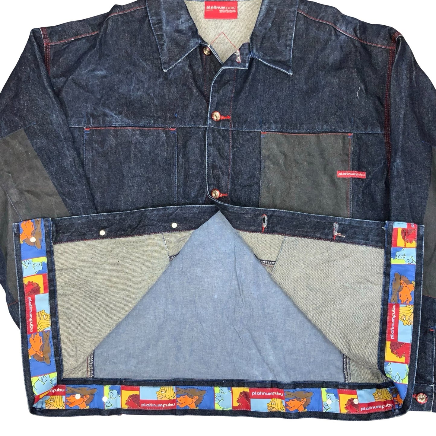 VTG RARE PLATINUM RUBY BLUE EMBROIDERED FAT ALBERT AND THE GANG DENIM JACKET 3XL