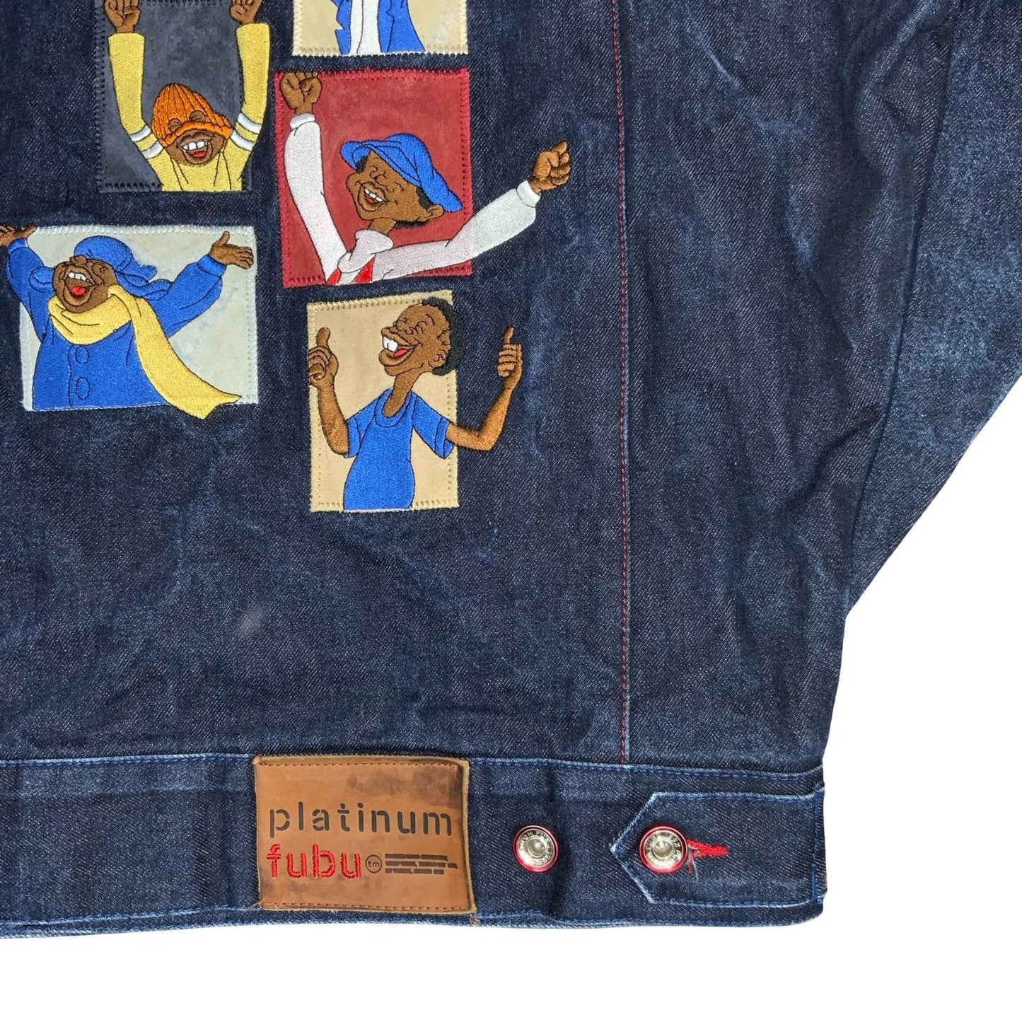 VTG RARE PLATINUM RUBY BLUE EMBROIDERED FAT ALBERT AND THE GANG DENIM JACKET 3XL