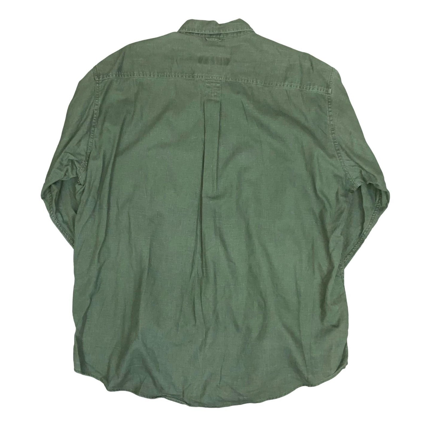 'TIMBERLAND' WEATHERGEAR GREEN LINEN COTTON BUTTON-UP LONG SLEEVED SHIRT XL