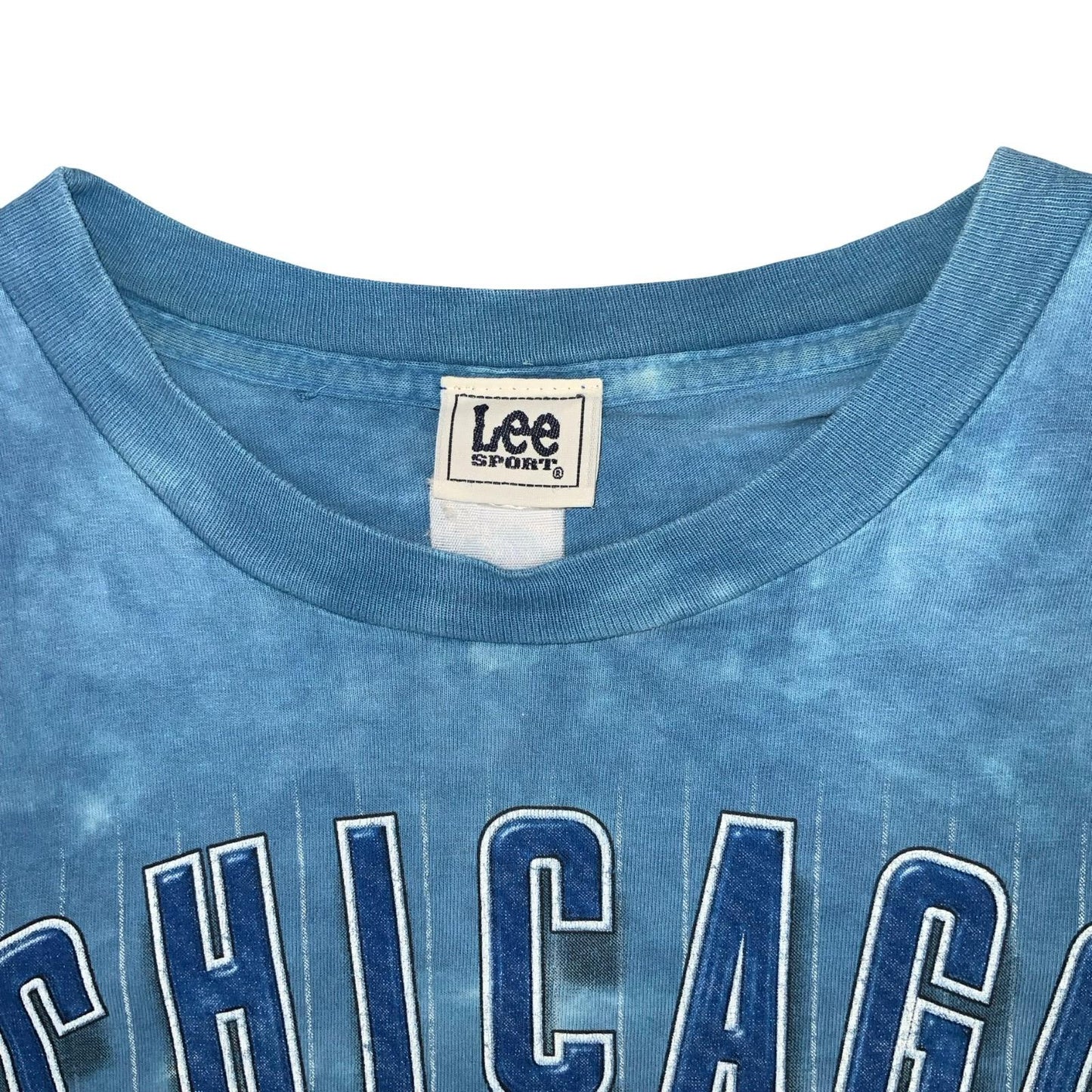 90s 'LEE SPORT' MLB CHICAGO CUBS BASEBALL BLUE GREY TIE-DYE RETRO T-SHIRT 2XL