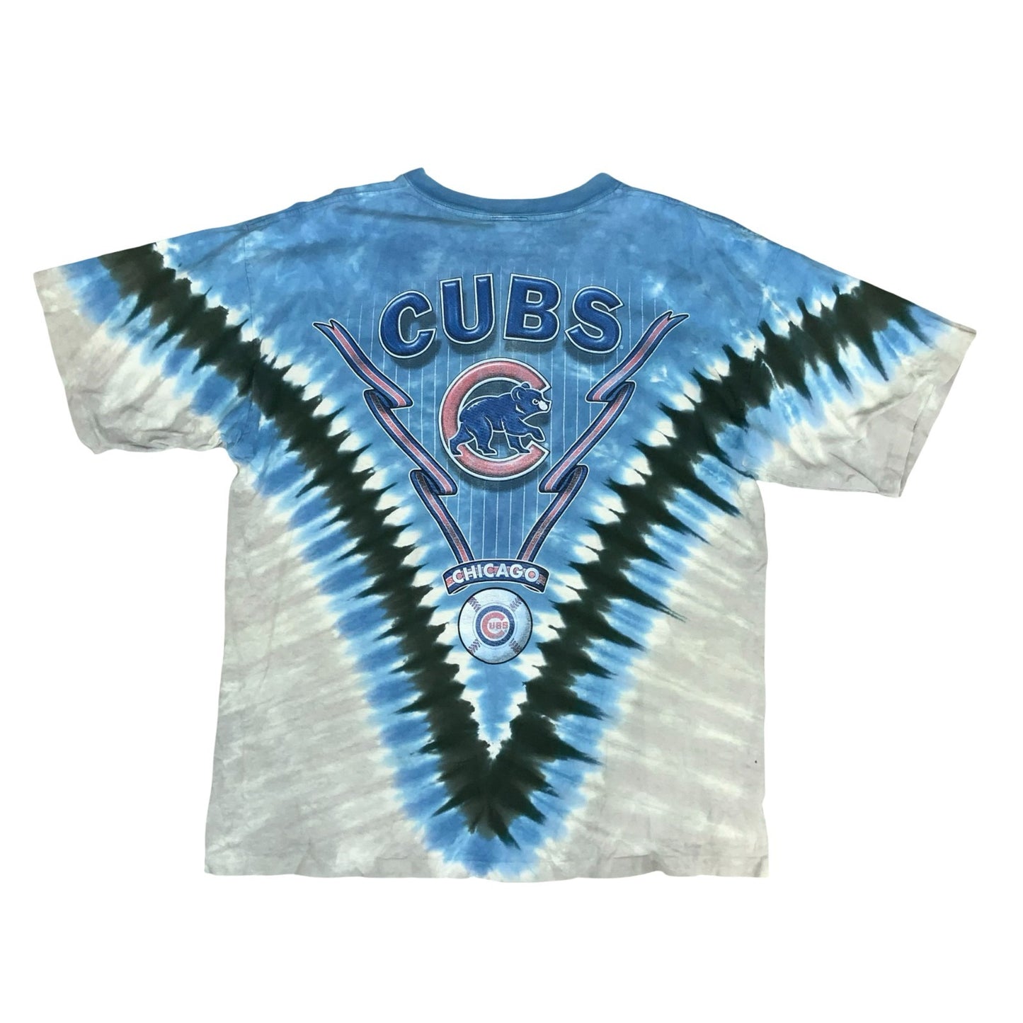 90s 'LEE SPORT' MLB CHICAGO CUBS BASEBALL BLUE GREY TIE-DYE RETRO T-SHIRT 2XL
