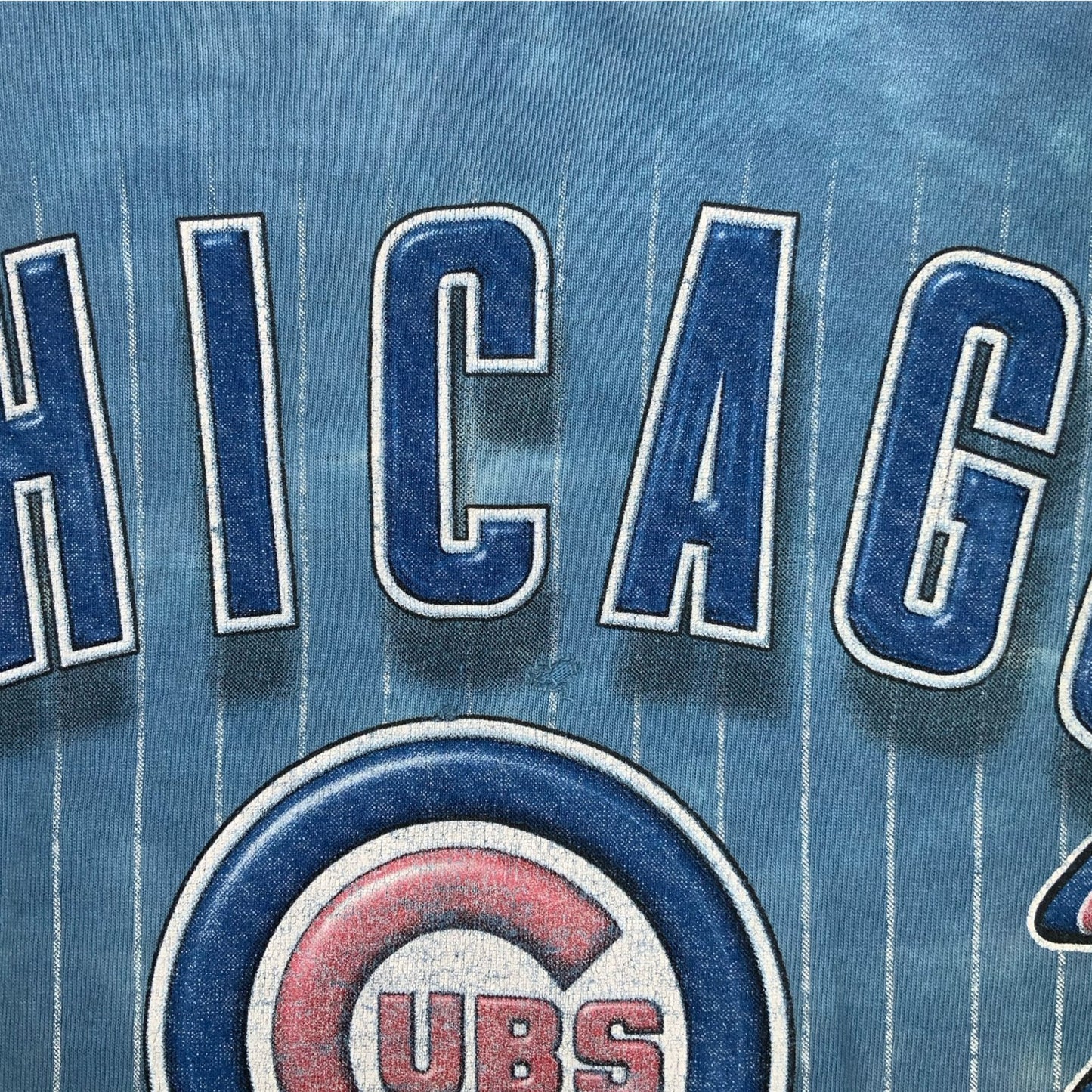 90s 'LEE SPORT' MLB CHICAGO CUBS BASEBALL BLUE GREY TIE-DYE RETRO T-SHIRT 2XL