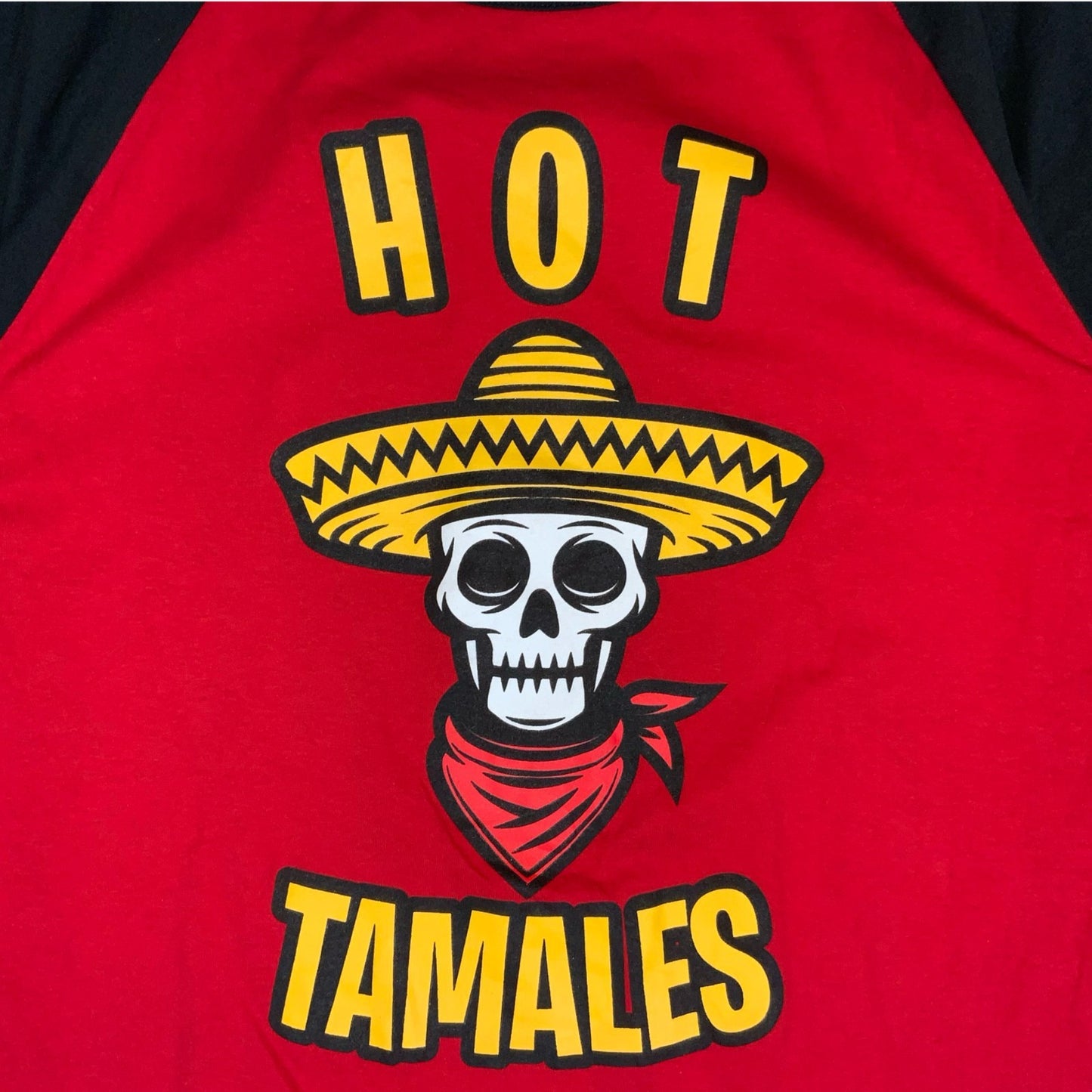MVTG 'CHAMPION' DEADSTOCK 'CUSTOM INK' RED BLACK HOT TAMALES GRAPHIC T-SHIRT M