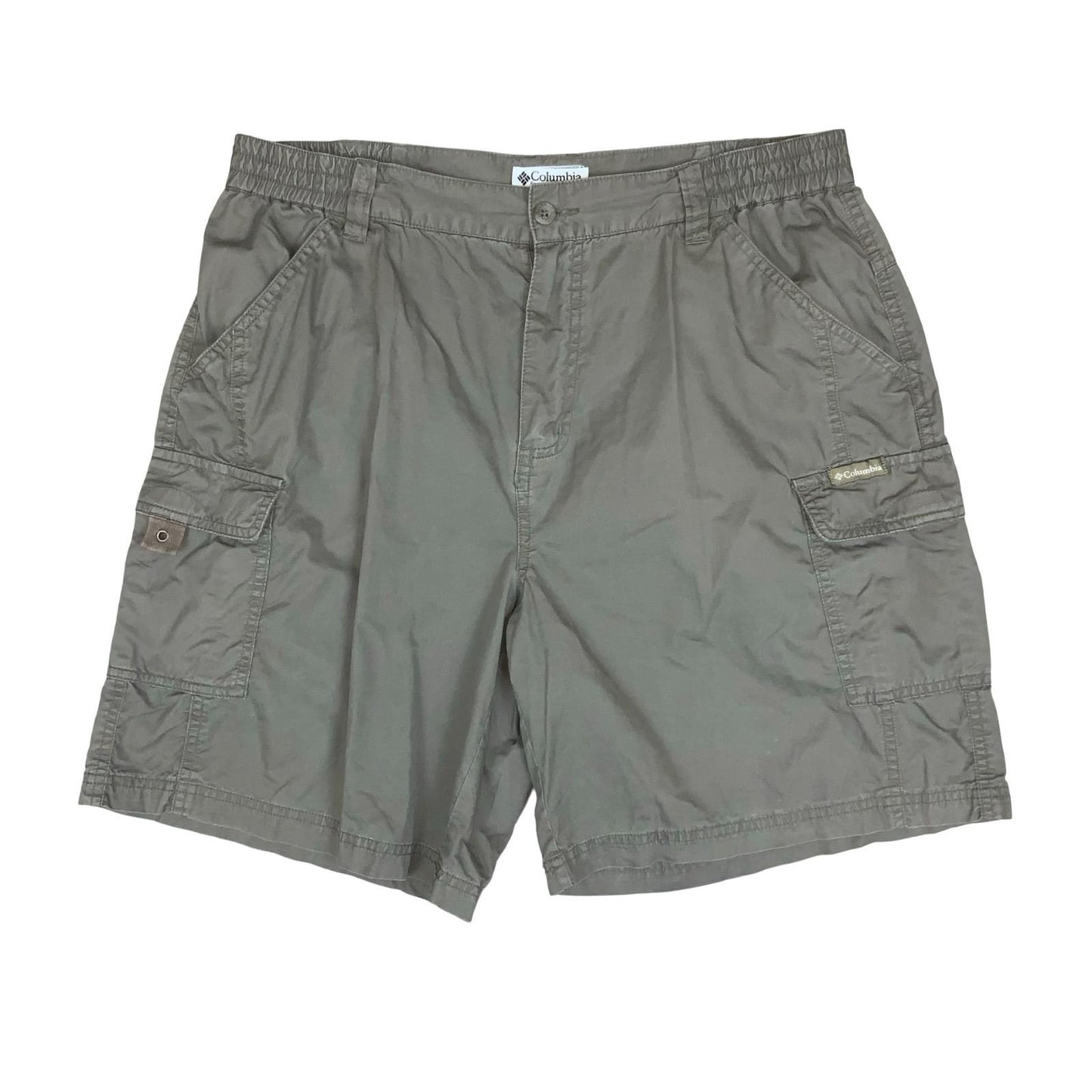 90s 'COLUMBIA' SPORTSWEAR KHAKI GREEN GREY CARGO COMBAT STREETWEAR SHORTS 33W