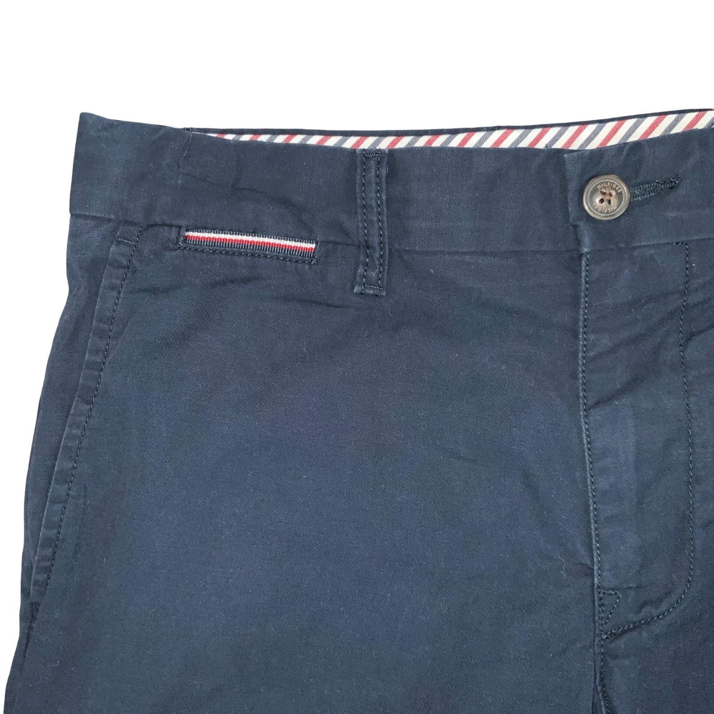 VTG 90s 00s 'TOMMY HILFIGER' BROOKLYN COTTON NAVY BLUE PREPPY CHINO SHORTS SMALL