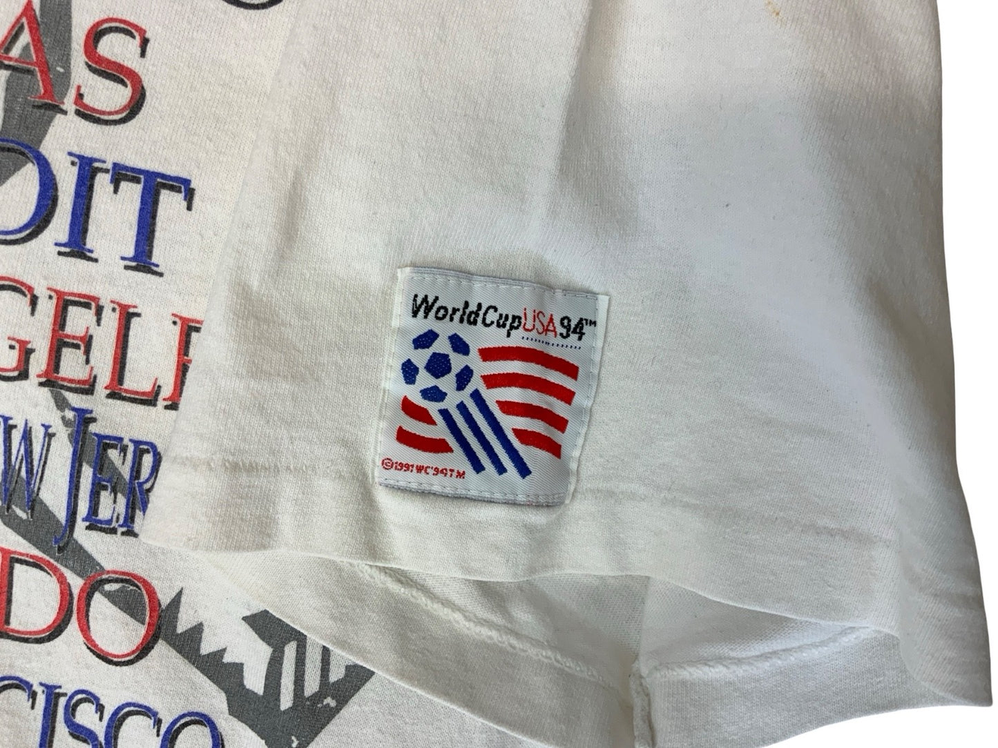 VTG 90s USA SOCCER WORLD CUP 94 FOOTBALL HANES HEAVY SINGLE STITCH T SHIRT M