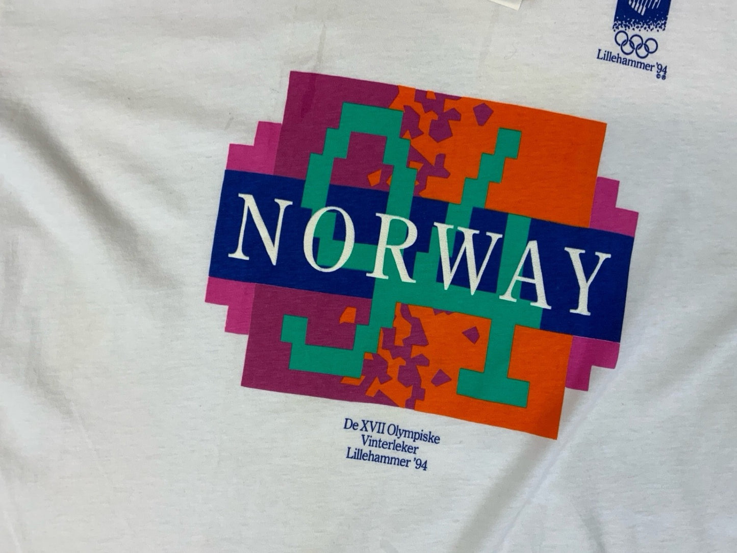 DEADSTOCK TAGGED VTG 90s LILLEHAMMER 94 OLYMPICS SINGLE STITCH T SHIRT NORWAY XL