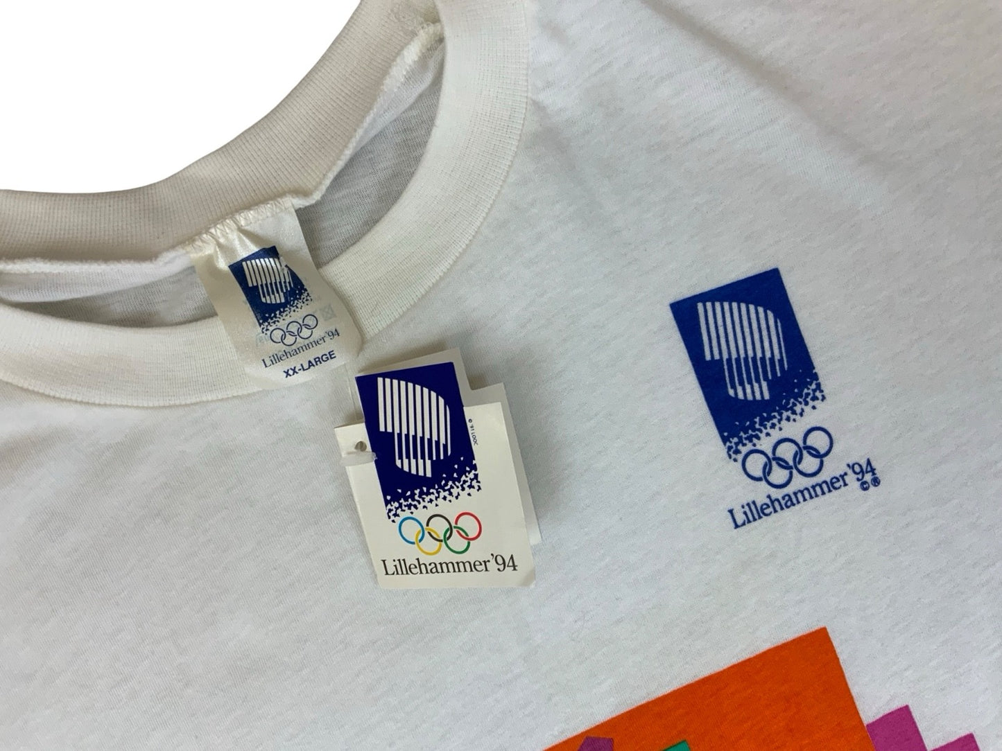 DEADSTOCK TAGGED VTG 90s LILLEHAMMER 94 OLYMPICS SINGLE STITCH T SHIRT NORWAY XL