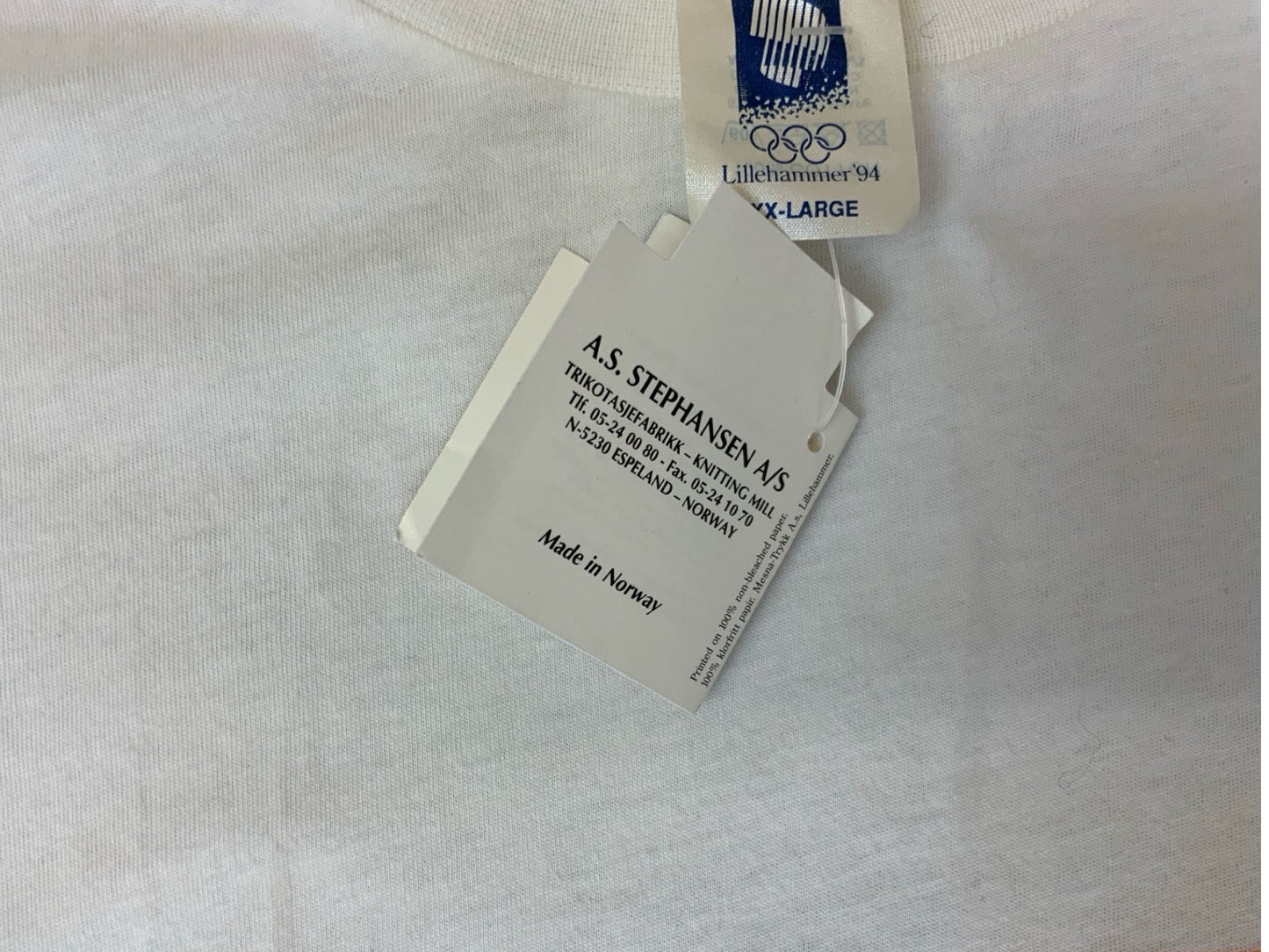 DEADSTOCK TAGGED VTG 90s LILLEHAMMER 94 OLYMPICS SINGLE STITCH T SHIRT NORWAY XL