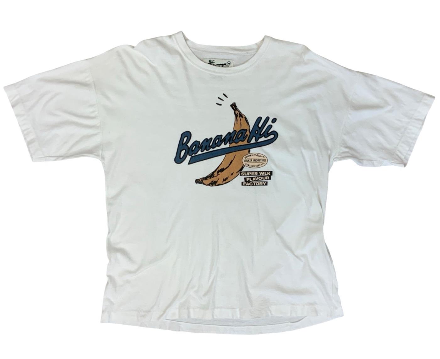 VTG 90s BANANA HI WILKER HAWAIIANA SINGLE STITCH T SHIRT WHITE XL