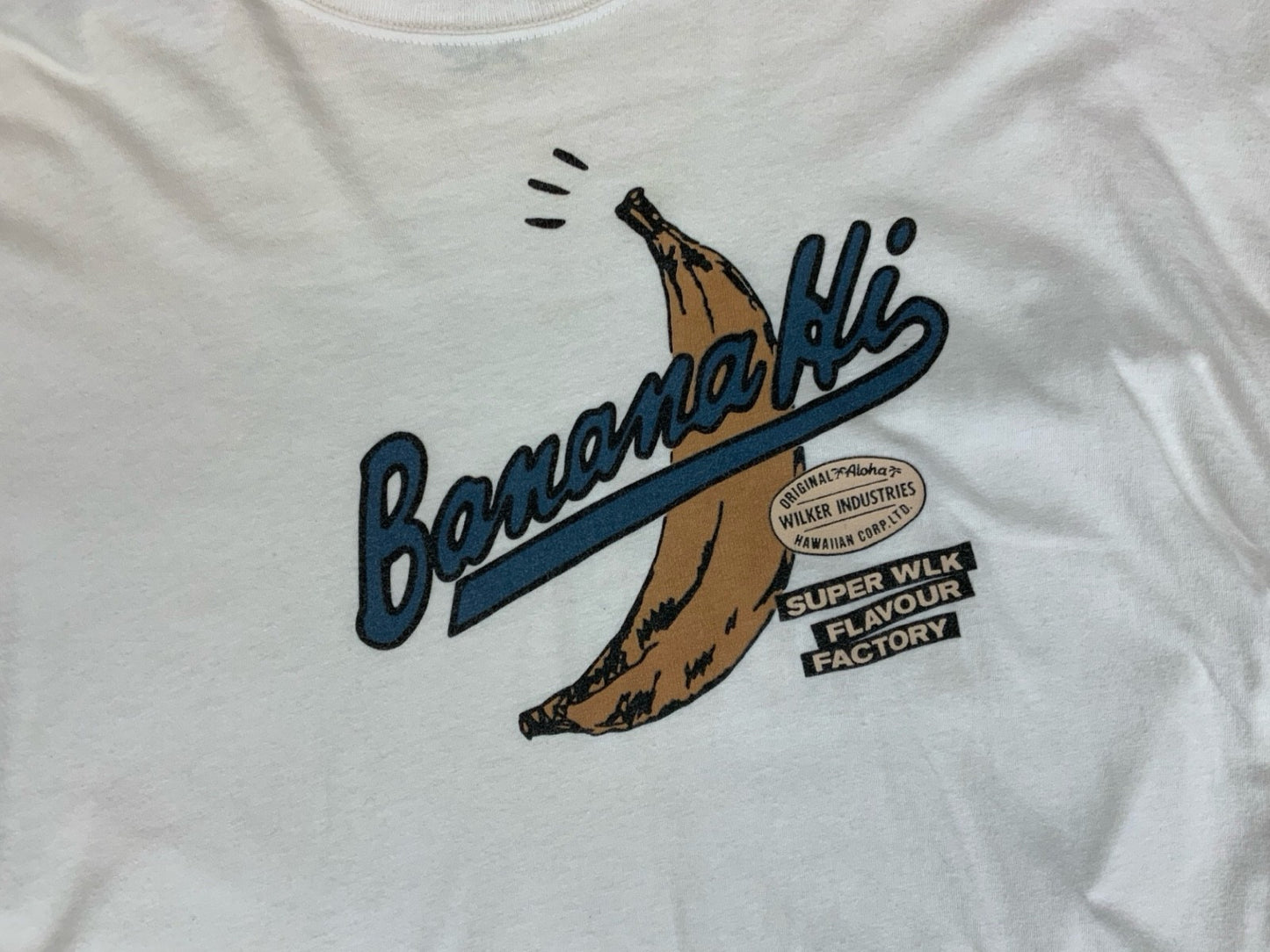 VTG 90s BANANA HI WILKER HAWAIIANA SINGLE STITCH T SHIRT WHITE XL