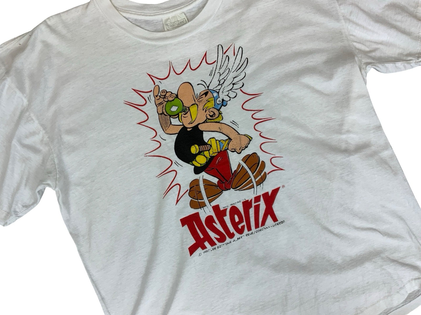 VTG 1990 90s WHITE ASTERIX CARTOON SINGLE STITCH T SHIRT M 40