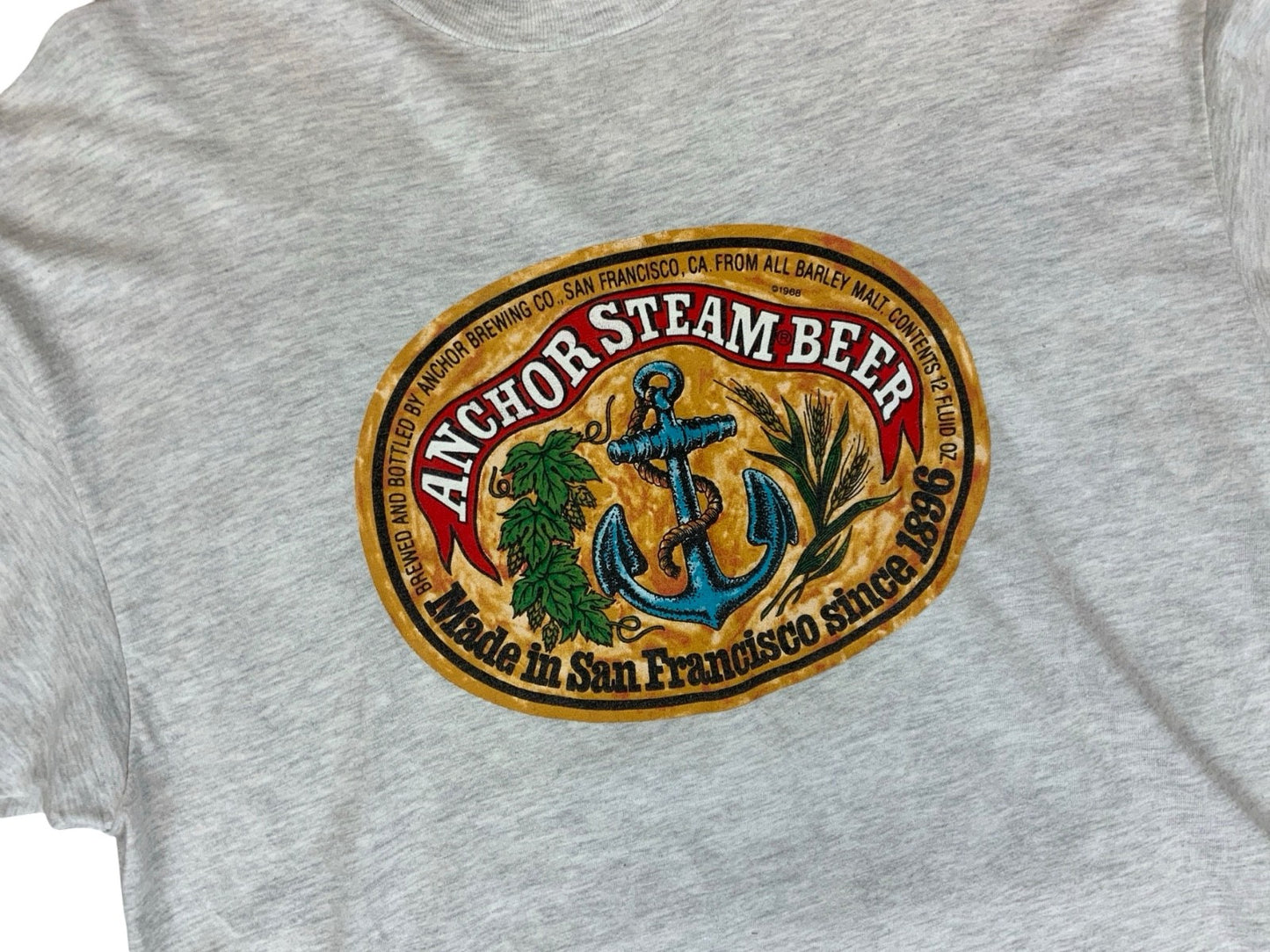 VTG 90s ANCHOR STEAM BEER SAN FRANCISCO CA SINGLE STITCH T SHIRT HANES BEEFY XL
