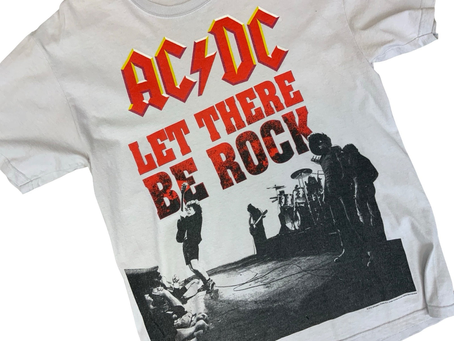 2010 AC DC GILDAN LICENCED LET THERE BE ROCK LIGHT GREY BAND GIG T SHIRT M