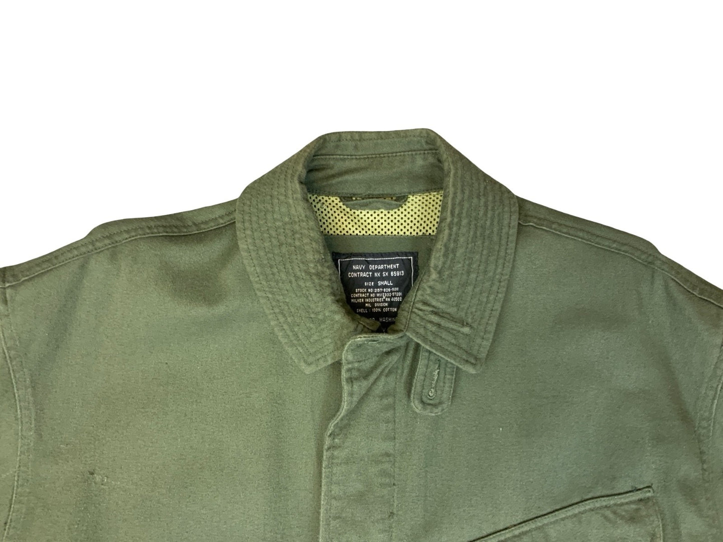 VTG USN US NAVY WILKER IND HEAVY COTTON TWILL 3 POCKET DECK JACKET TALON ZIP S