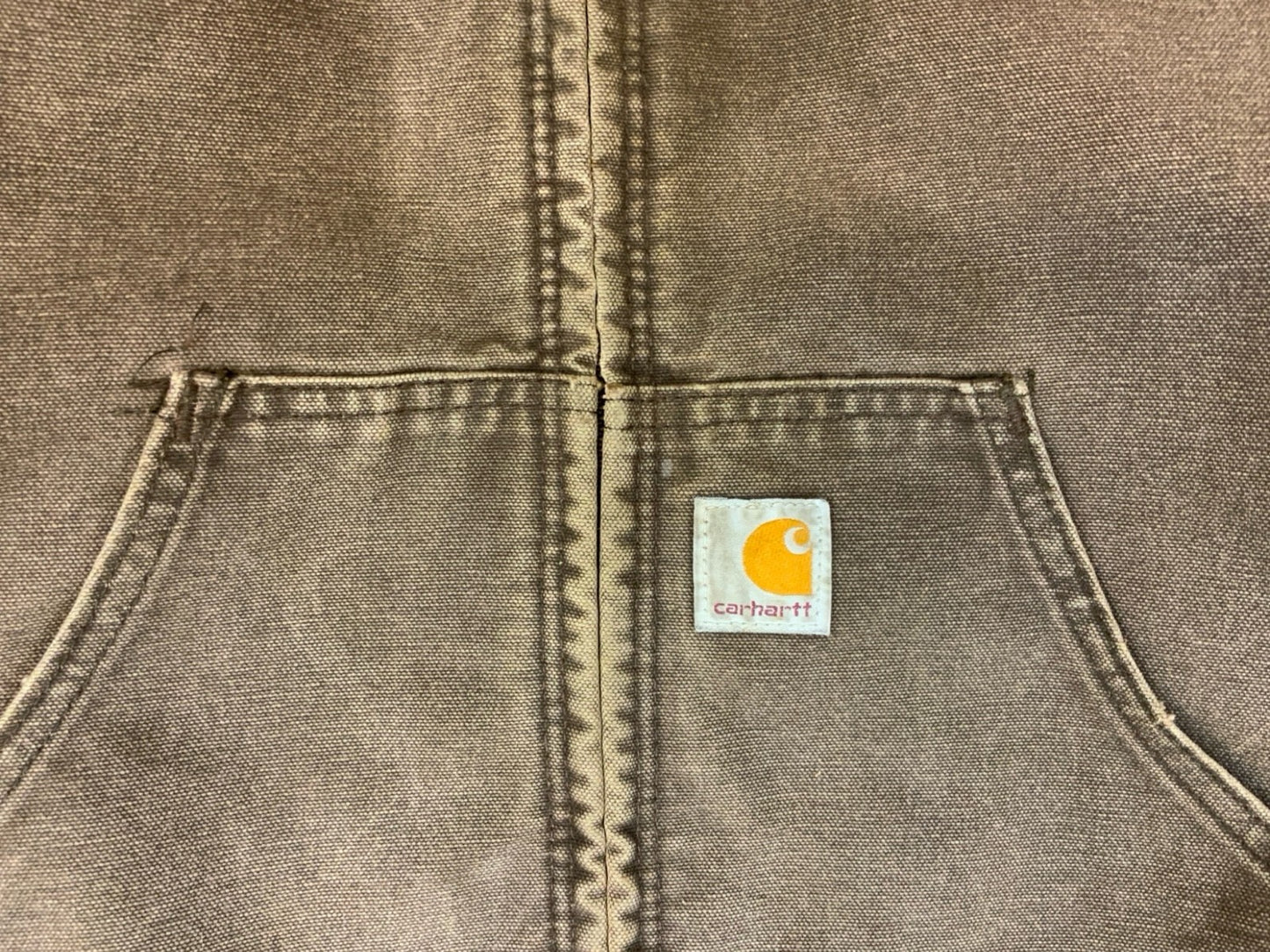VTG CHILDS USA CARHARTT BROWN DUCK CANVAS WORKWEAR JACKET QUILTED LINED KIDS MED
