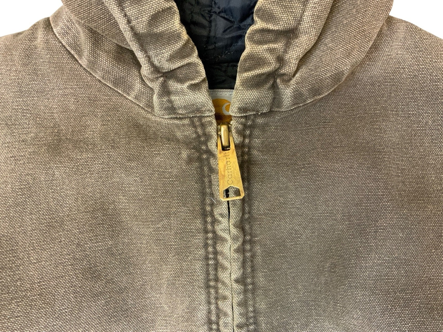 VTG CHILDS USA CARHARTT BROWN DUCK CANVAS WORKWEAR JACKET QUILTED LINED KIDS MED