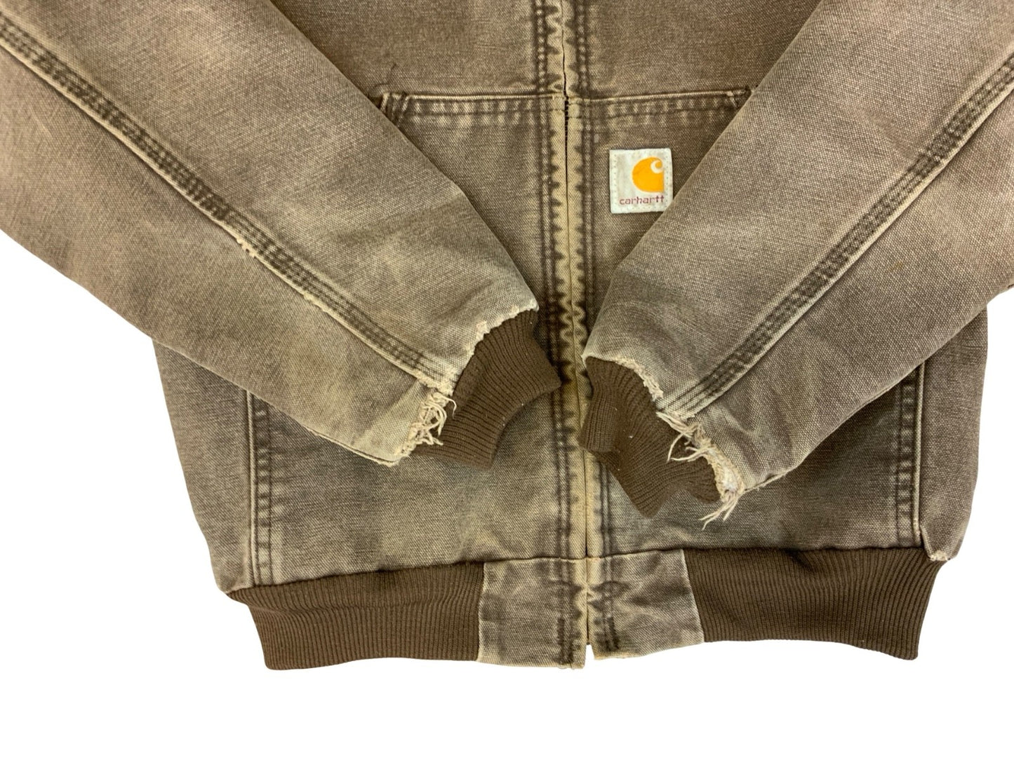 VTG CHILDS USA CARHARTT BROWN DUCK CANVAS WORKWEAR JACKET QUILTED LINED KIDS MED