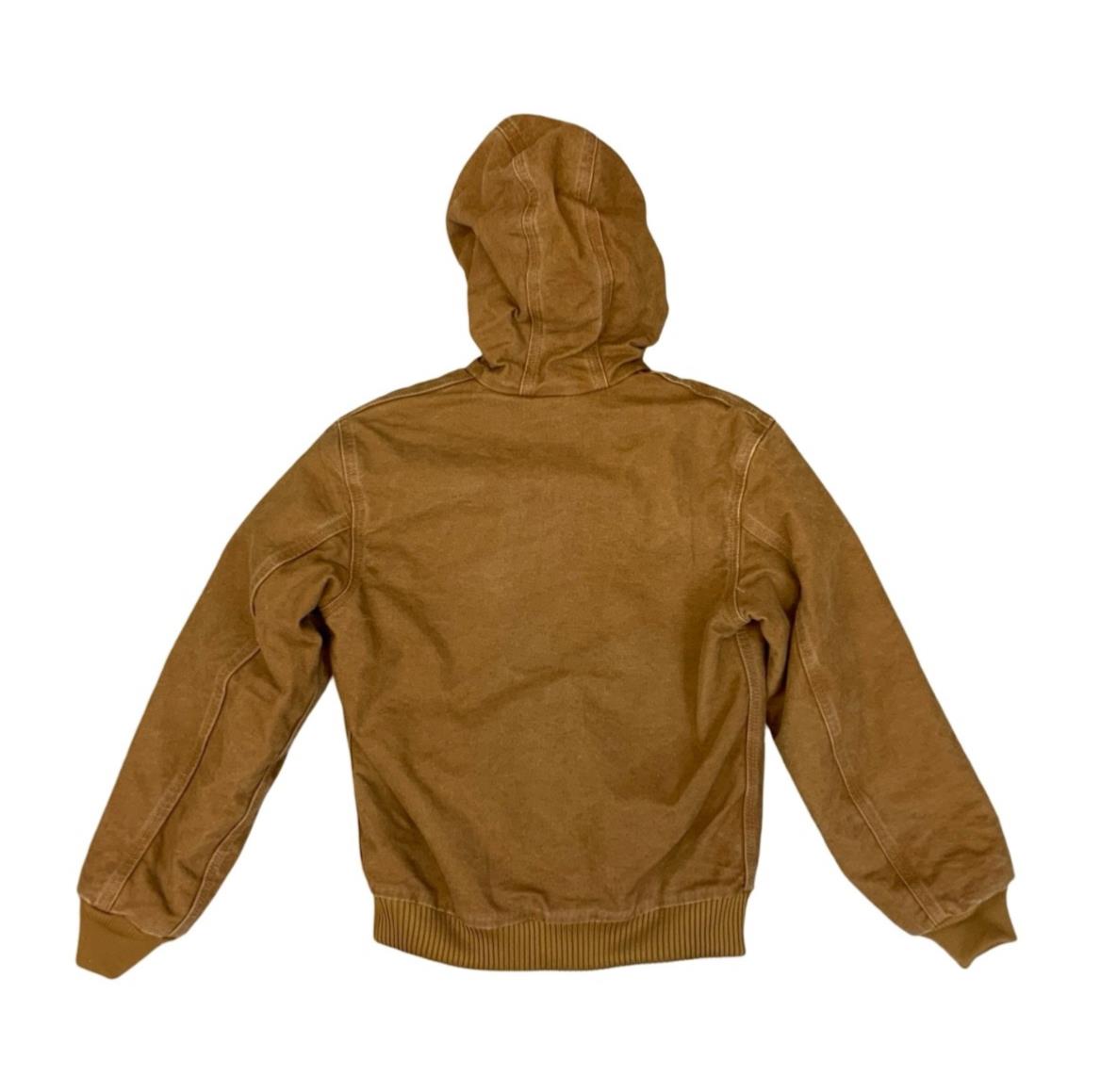 VTG CHILDS USA CARHARTT TAN DUCK CANVAS WORKWEAR JACKET QUILTED LINED KIDS L