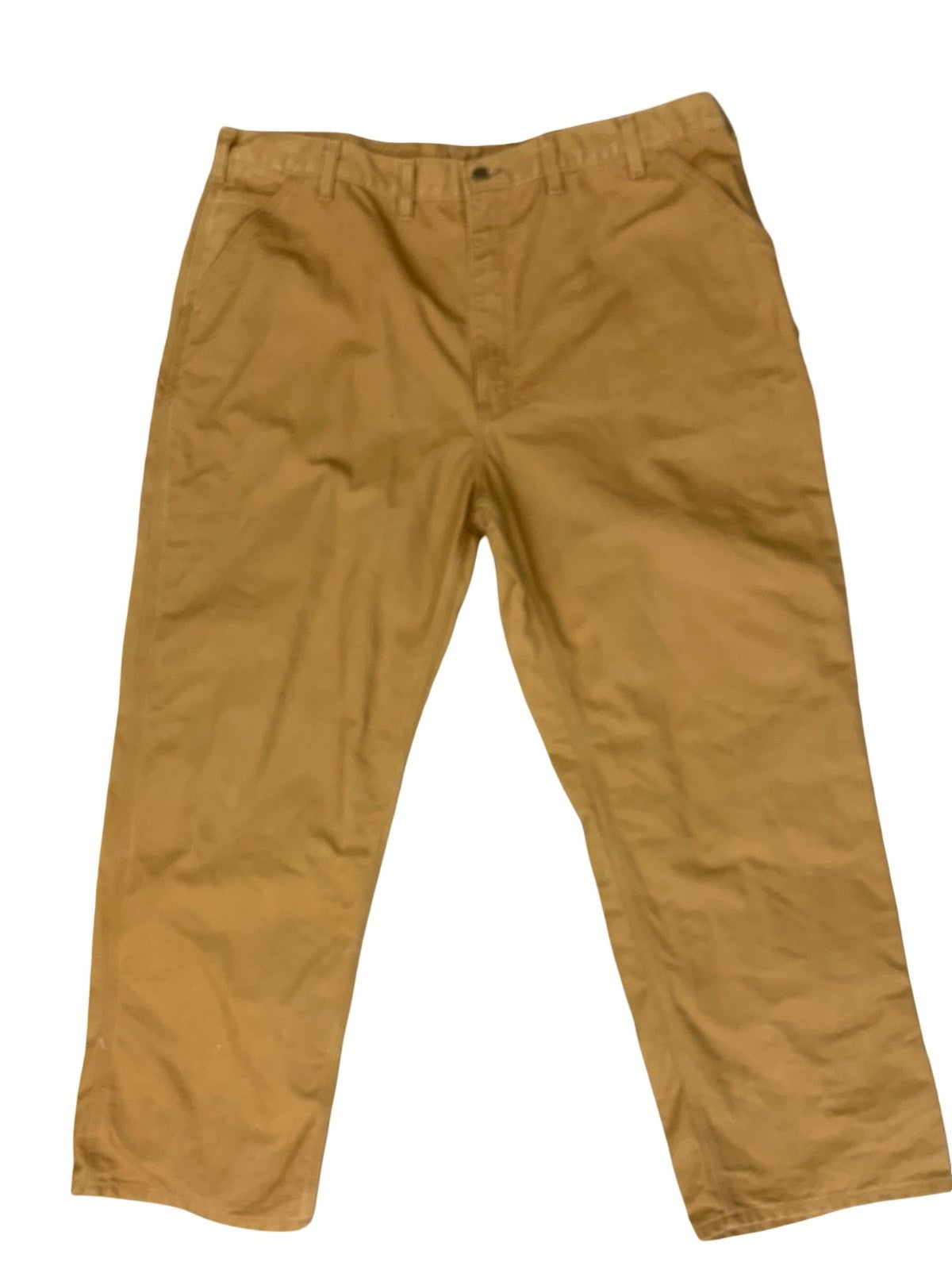 CARHARTT TAN DUCK CANVAS RELAXED DUNGAREE FIT STRAIGHT CARPENTER JEANS 42W 32L