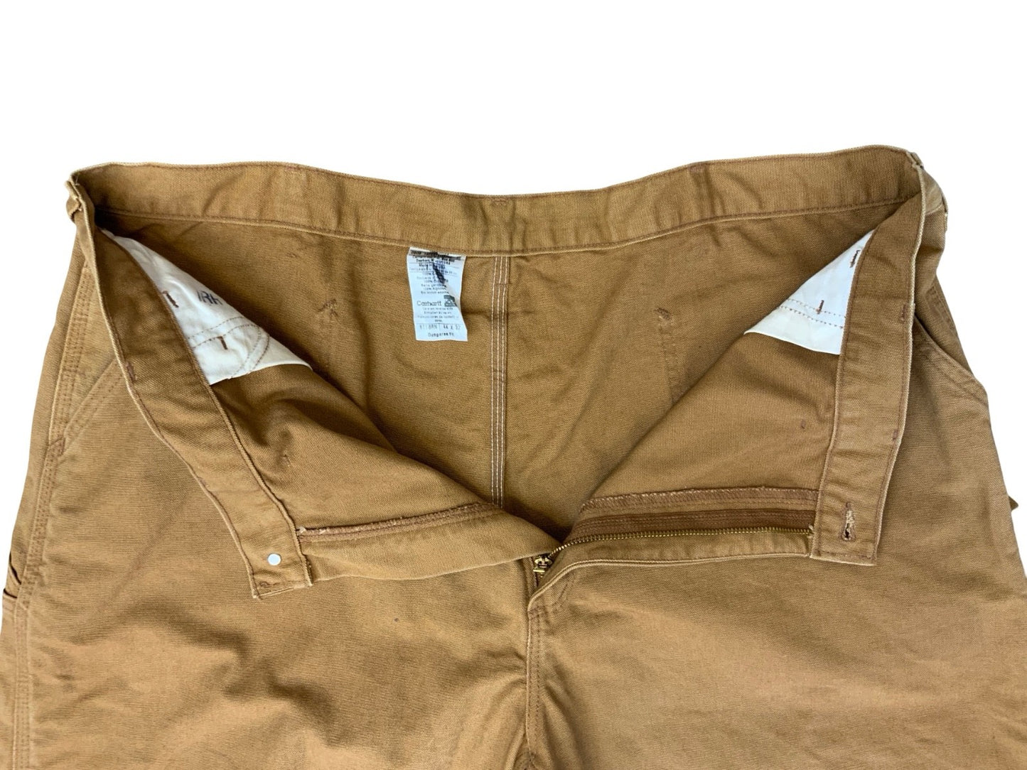 CARHARTT TAN DUCK CANVAS RELAXED DUNGAREE FIT STRAIGHT CARPENTER JEANS 42W 32L